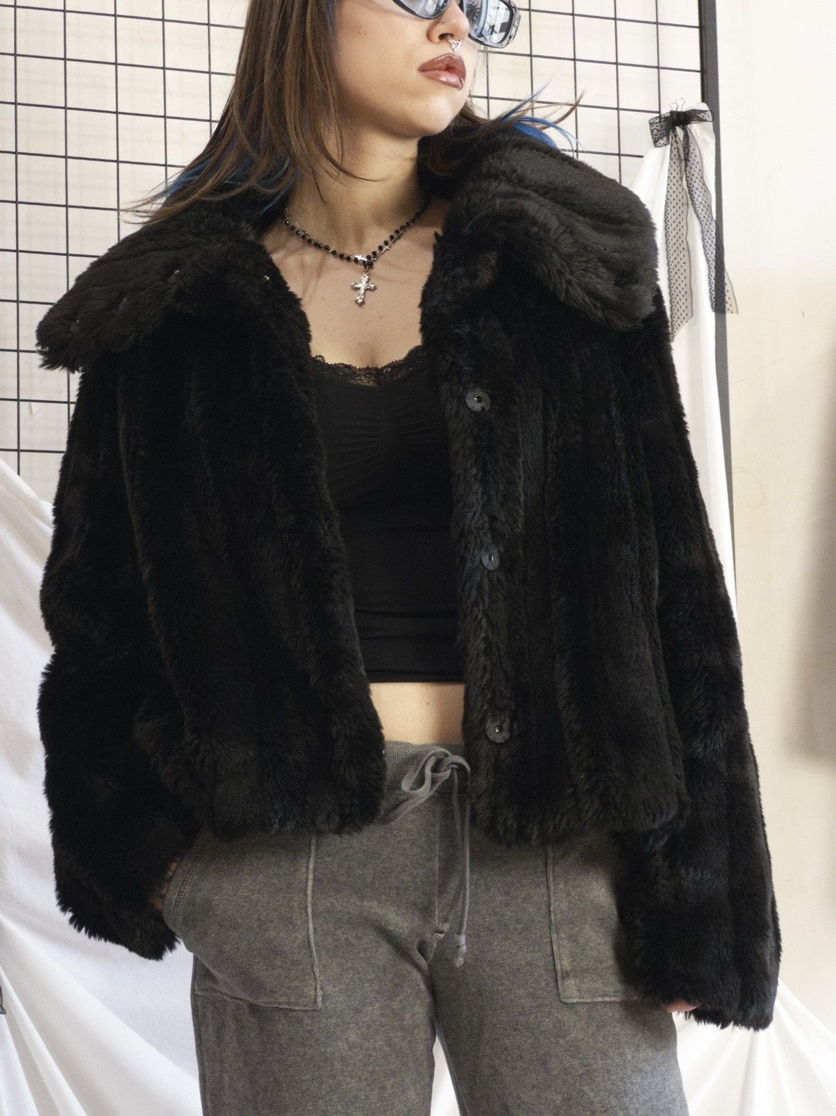 Vintage Black faux fur coat Size S / US 4 / IT 40 - 1 Thumbnail