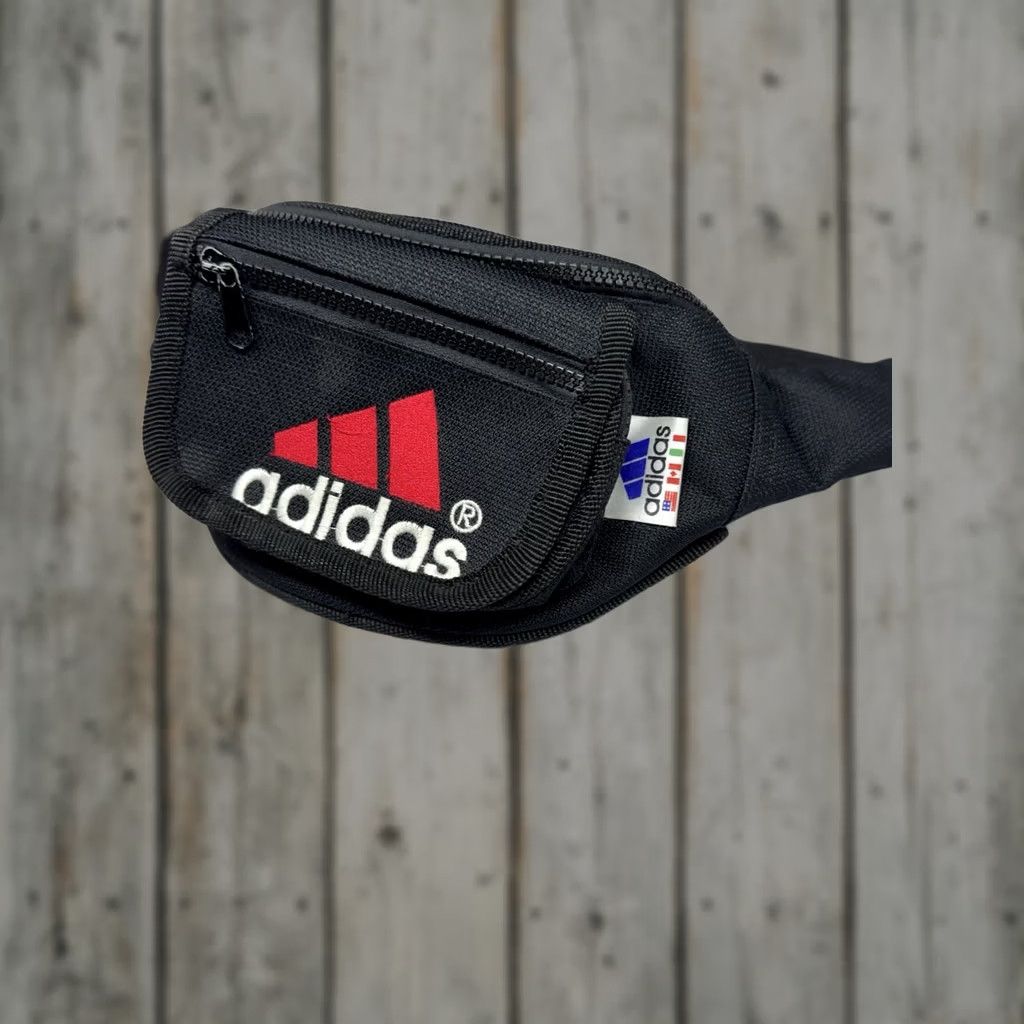 Adidas VINTAGE Adidas Waist Bag Fanny Pack Nylon Black Adult OS Unisex Size ONE SIZE - 1 Thumbnail