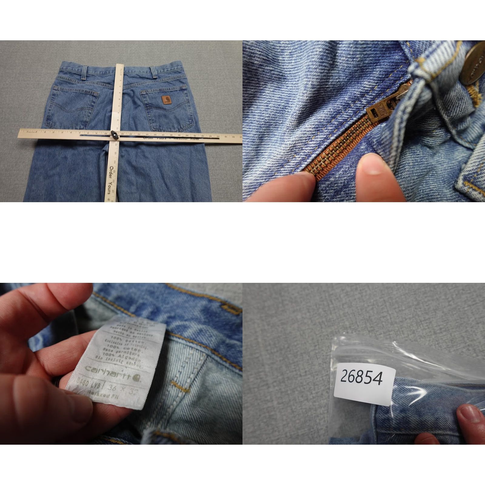 Carhartt VINTAGE Carhartt Jeans Mens 36x32 Blue Denim Straight Leg Leather Patch 5-Pocket Zip Fly Carhartt Patch B40 KVL Mens Modern Straight Jeans Size US 36 / EU 52 - 8 Thumbnail