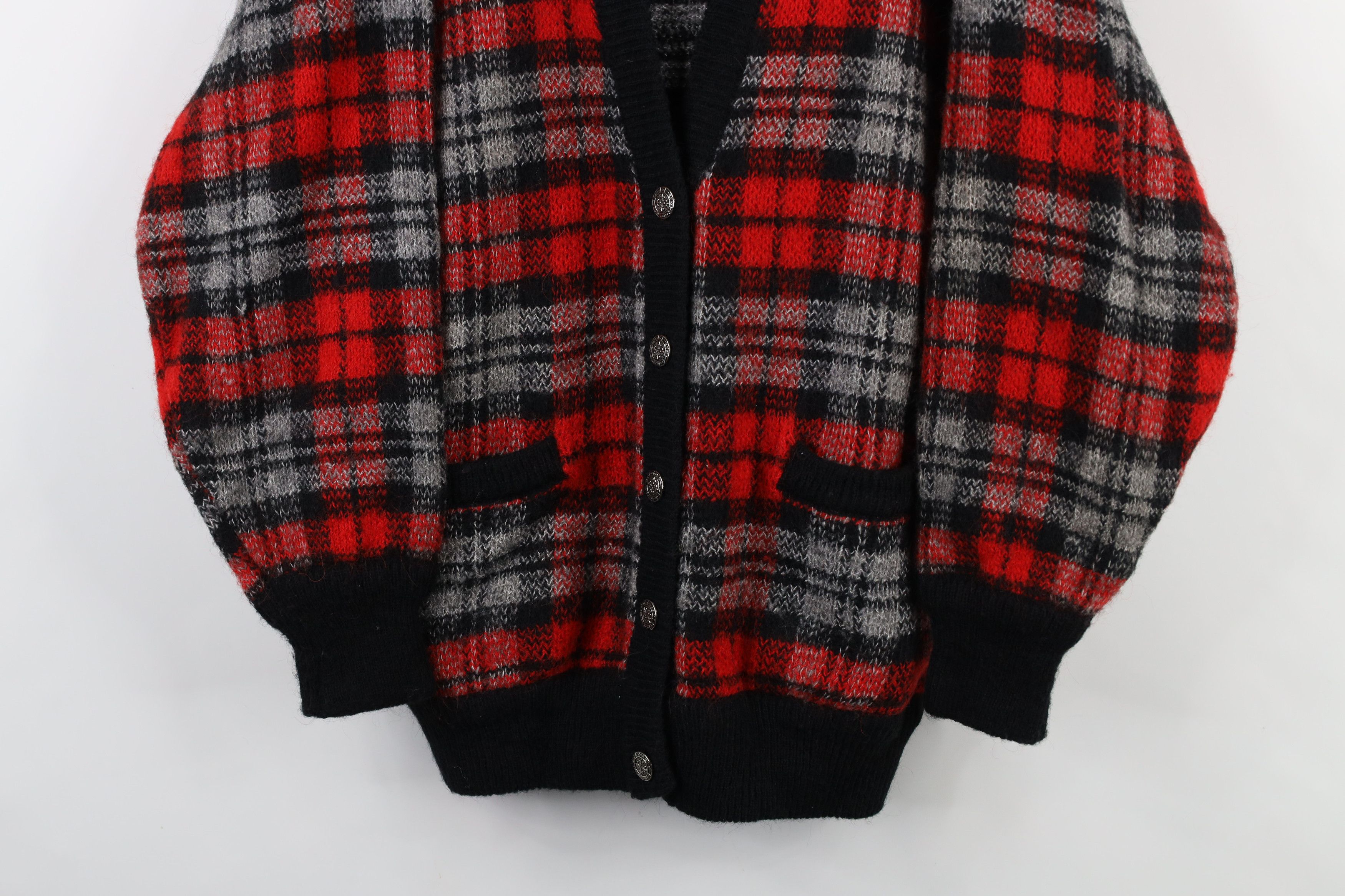 Vintage Vintage 90s Streetwear Blend Knit Cardigan Sweater Plaid Size M / US 6-8 / IT 42-44 - 3 Thumbnail