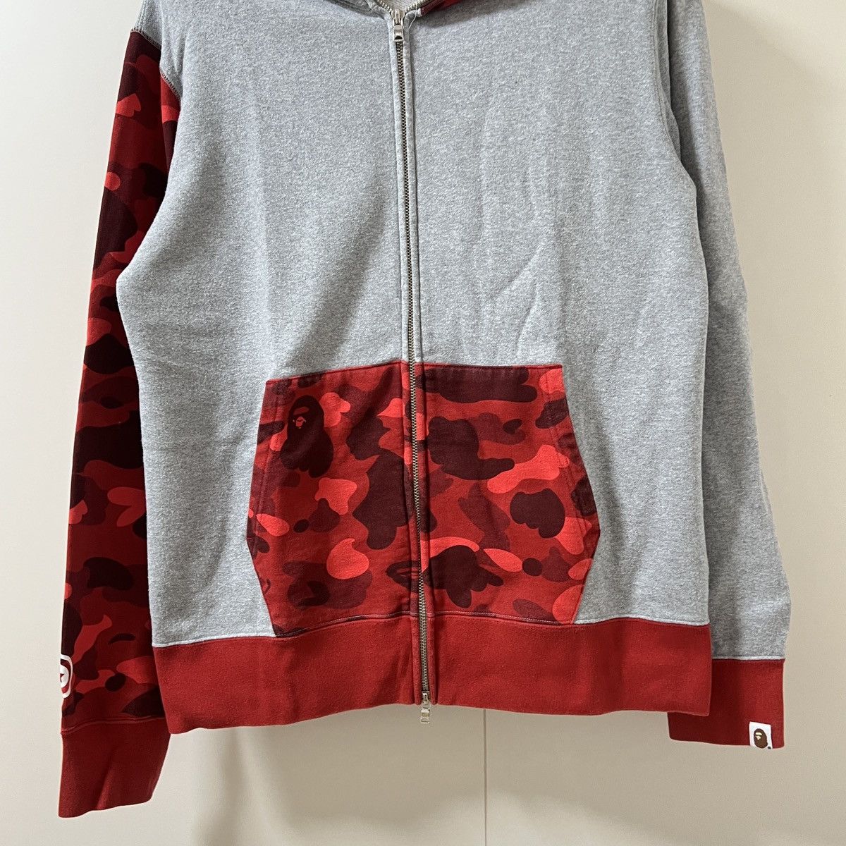 Bape Bape red camo sleeve shark zip up hoodie Size US L / EU 52-54 / 3 - 4 Thumbnail