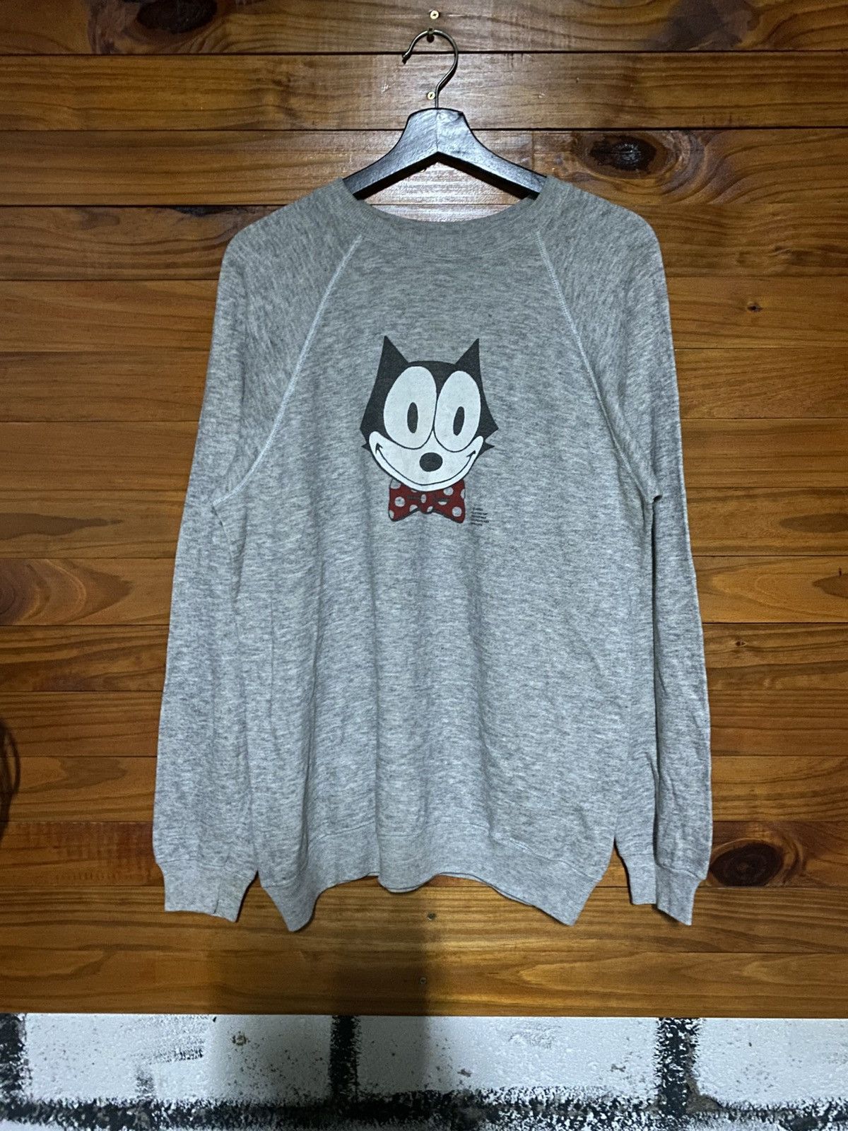 Felix Vintage 1987 Felix the Cat Crewneck Sweatshirt – Grey Raglan Size US M / EU 48-50 / 2 - 3 Thumbnail