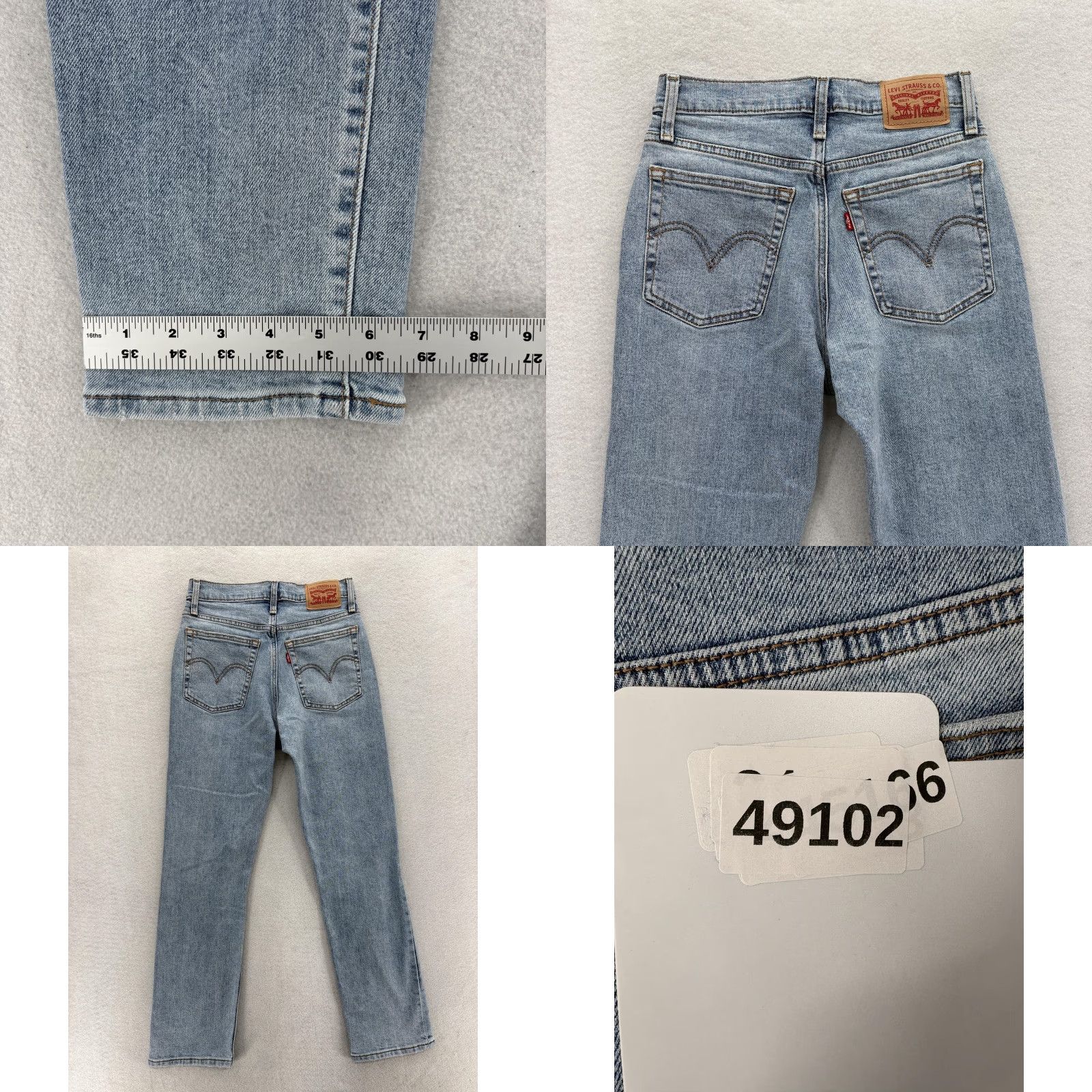 Levi's Levis Wedgie Straight Jeans Womens 26 Light Blue High Rise Button Fly Pants Size 26" / US 2 / IT 38 - 9 Thumbnail