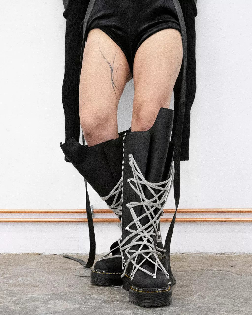 Dr. Martens × Rick Owens Pentalace Leather Platform Boots Size US 14 / EU 47 - 15 Thumbnail