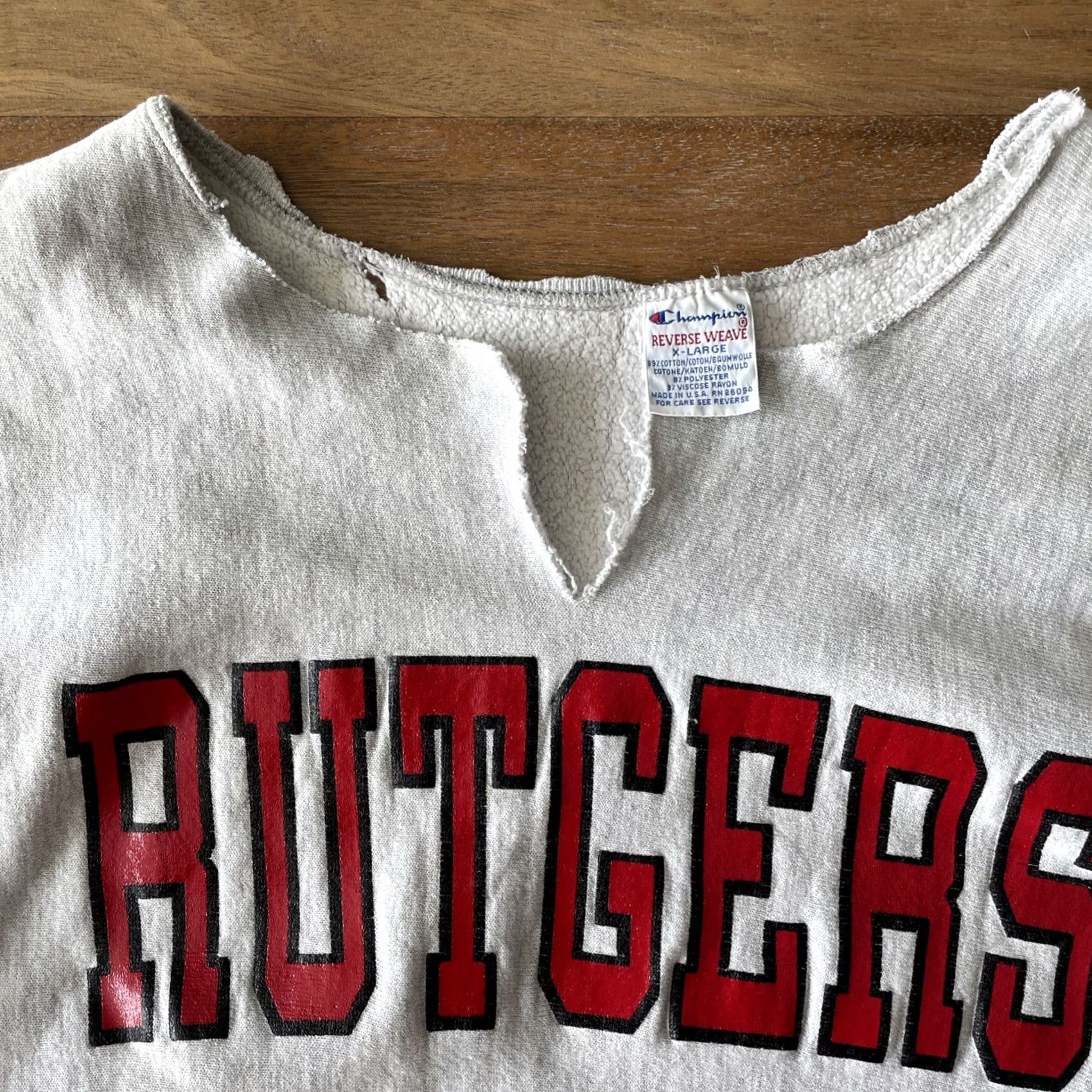 Champion VINTAGE Champion Reverse Weave Sweatshirt XL Rutgers University Gray Sweatshirt Mens 80s University Grunge Retro Logo Graphic Print Size US XL / EU 56 / 4 - 4 Thumbnail