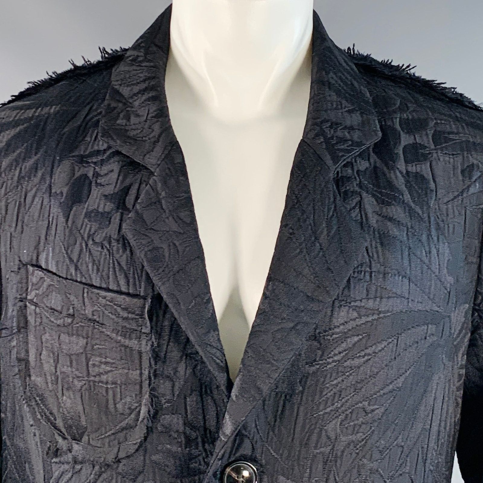 Edward Cuming EDWARD CUMING M Black Tropical Jacquard Wool Blend Jacket Size US M / EU 48-50 / 2 - 2 Thumbnail