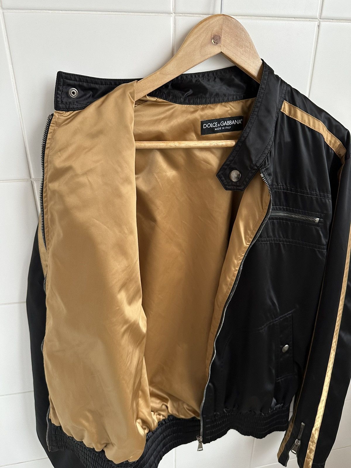 Dolce & Gabbana Dolce & Gabbana SS/04 Nylon Black/Gold Bomber Jacket M Size Size US M / EU 48-50 / 2 - 10 Thumbnail