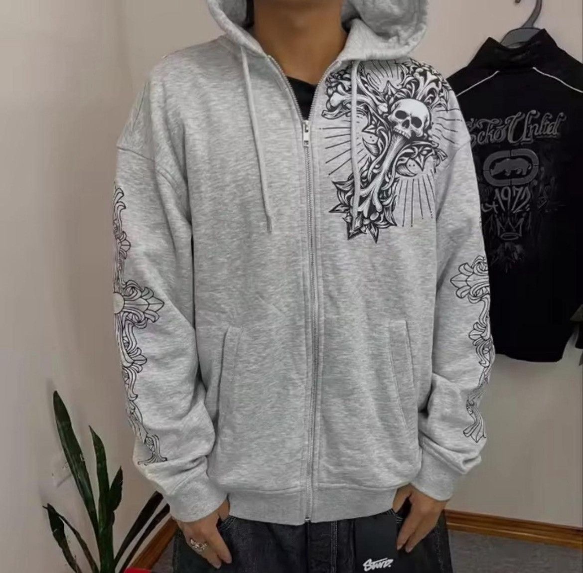 Other Y2k Gray skate emo baggy zip hoodie Size US S / EU 44-46 / 1 - 3 Thumbnail