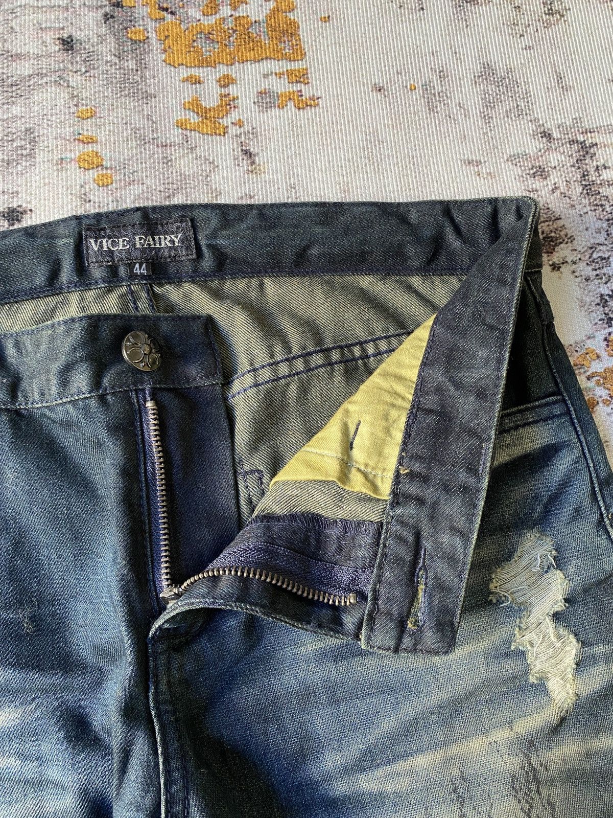 Japanese Brand Vice Fairy Claws Marks Design Gothic Punk Distressed Denim Size US 31 - 12 Thumbnail