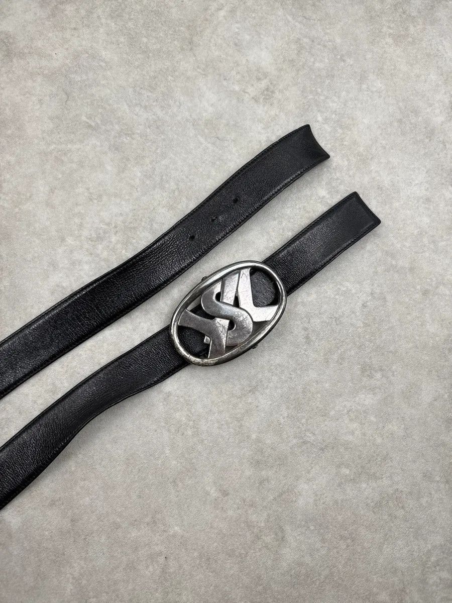 Yves Saint Laurent [RUNWAY] AW2003 Yves Saint Laurent Black Leather Oval Metallic Buckle Belt Size ONE SIZE - 4 Thumbnail