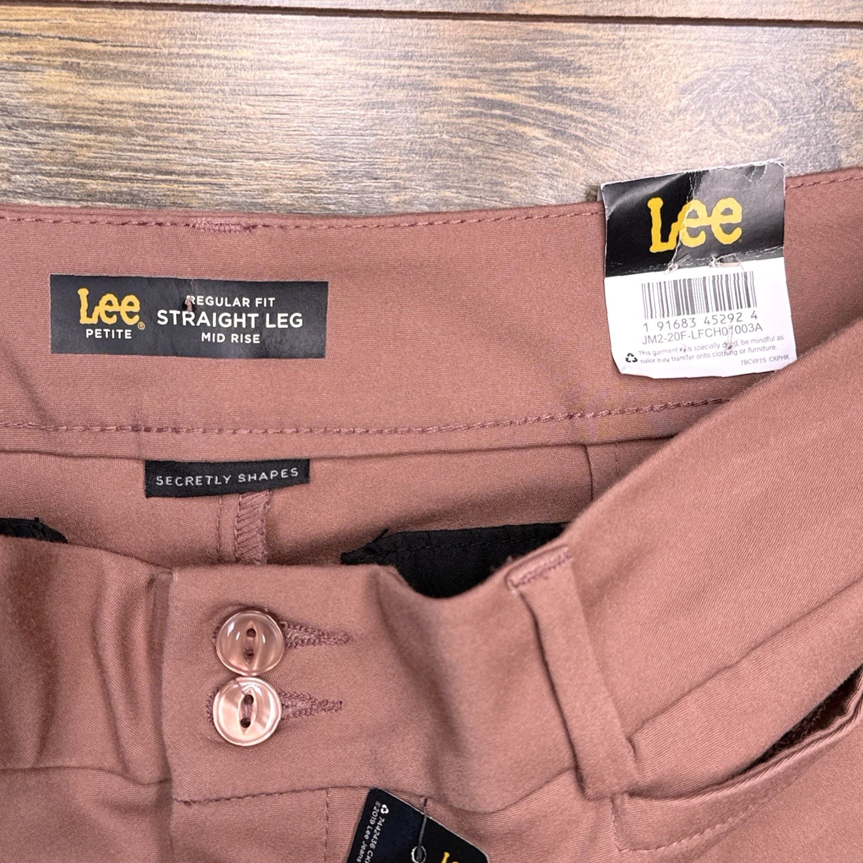 Lee Lee Regular Fit Straight Leg Pants 10P Petite Cognac Mid Rise Stretch Workwear Casual Travel Women's Pants Size 32" / US 10 / IT 46 - 7 Thumbnail