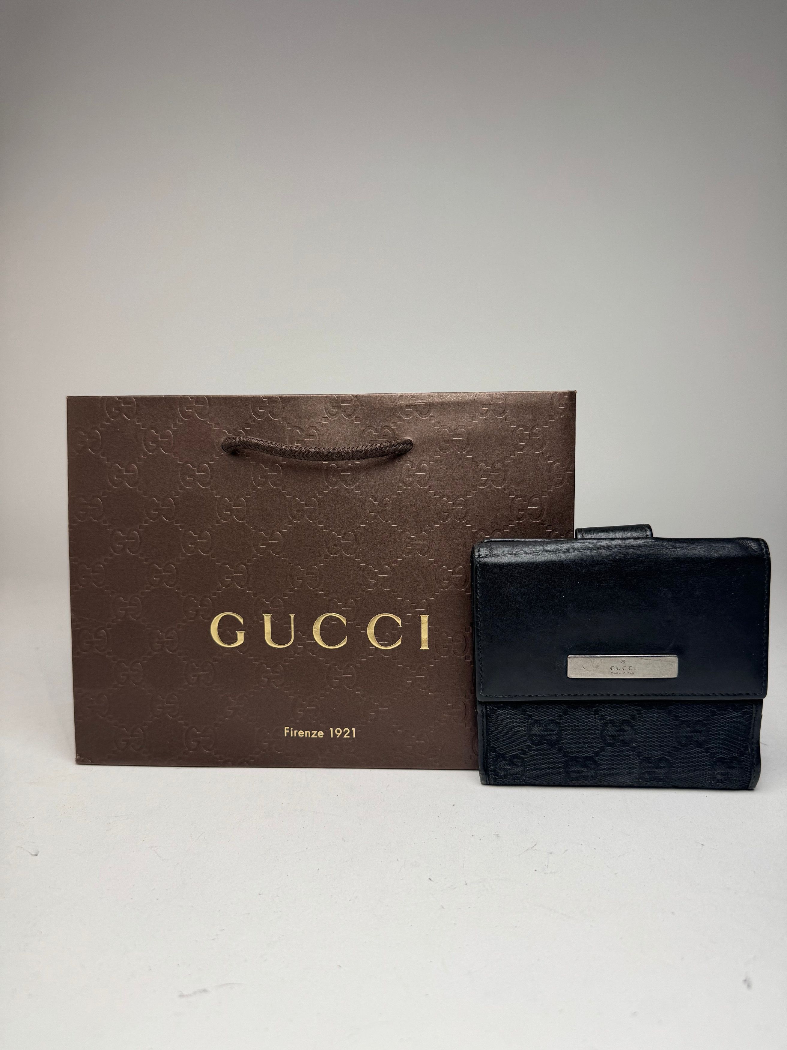 Gucci Vintage Leather Monogram Wallet black Size ONE SIZE - 1 Thumbnail