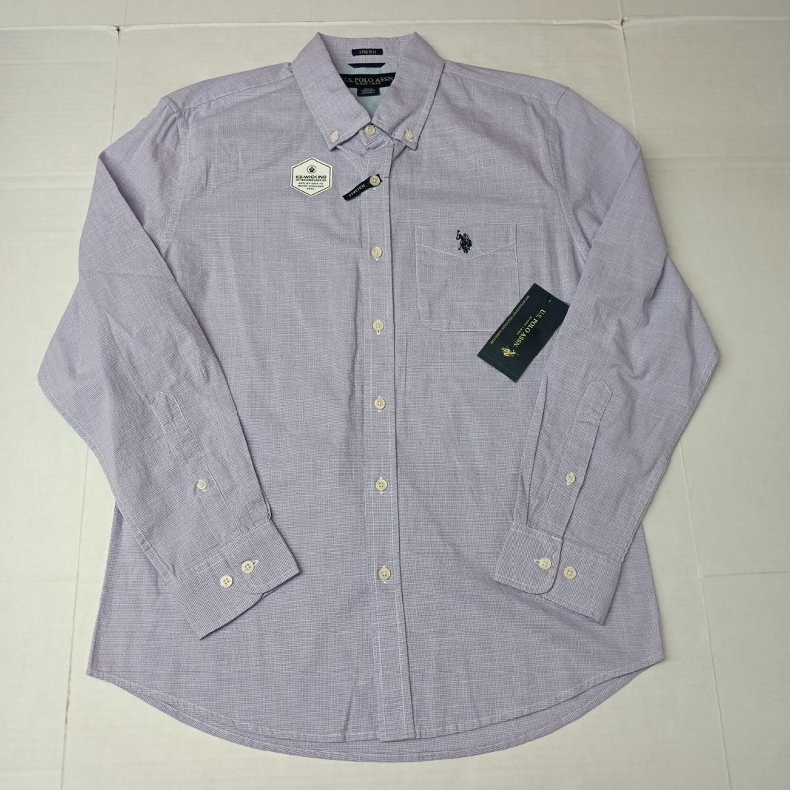 U.S. Polo Assn. U.S. Polo Assn. Button Woven Shirt Men's M Violet Checkered Size US M / EU 48-50 / 2 - 1 Thumbnail