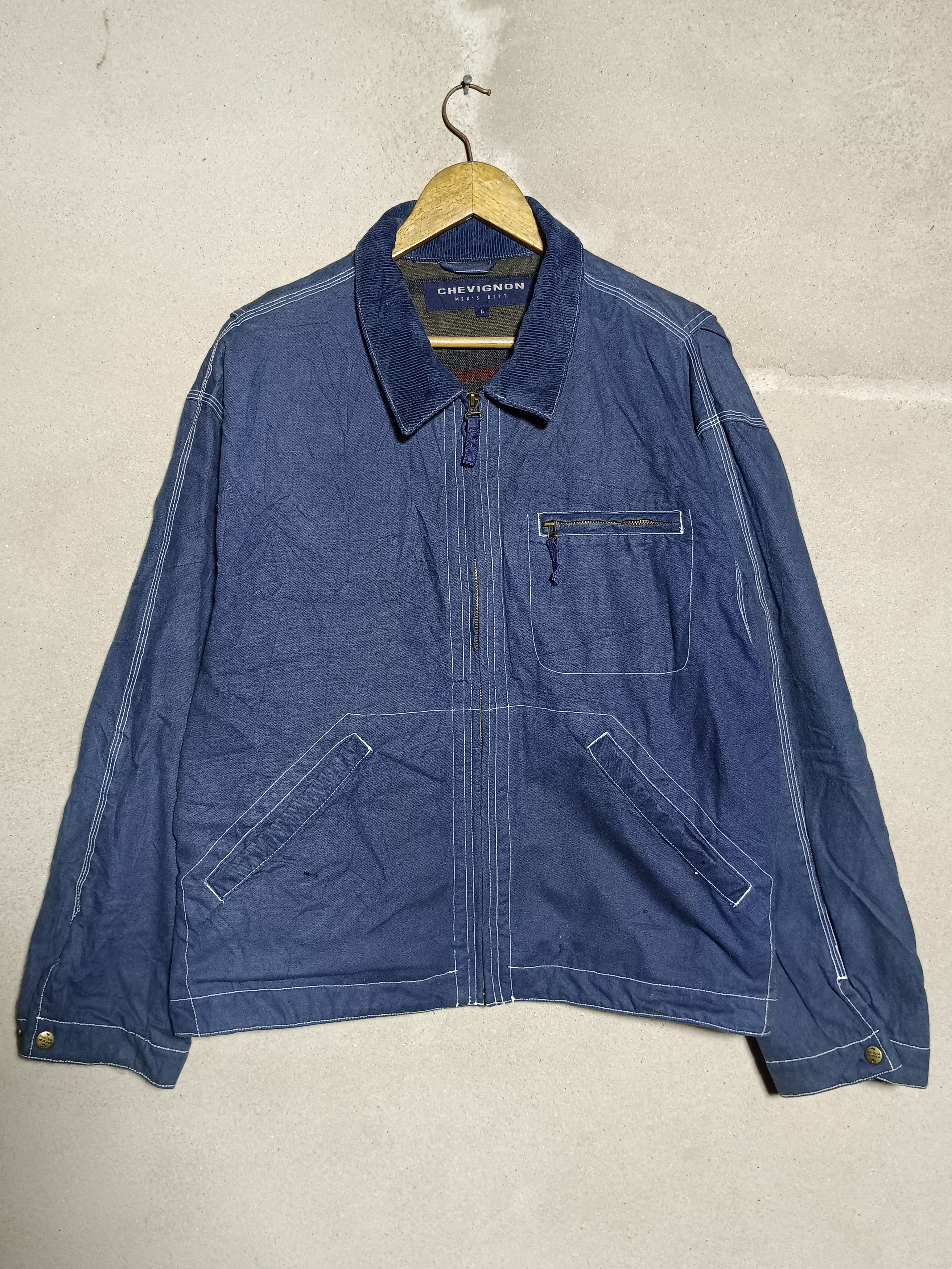 Chevignon × Vintage Vintage Chevignon Chrome Workers Jacket Coat Size US L / EU 52-54 / 3 - 2 Thumbnail