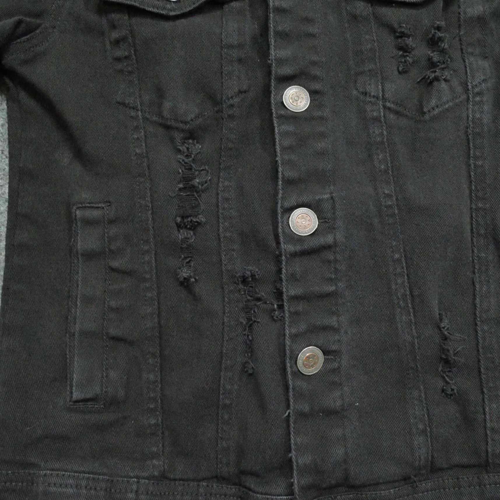 Vintage Copper Rivet Jacket Womens Small Black Distressed Grunge Punk Trucker Denim Jean Size 28" / US 6 / IT 42 - 4 Thumbnail