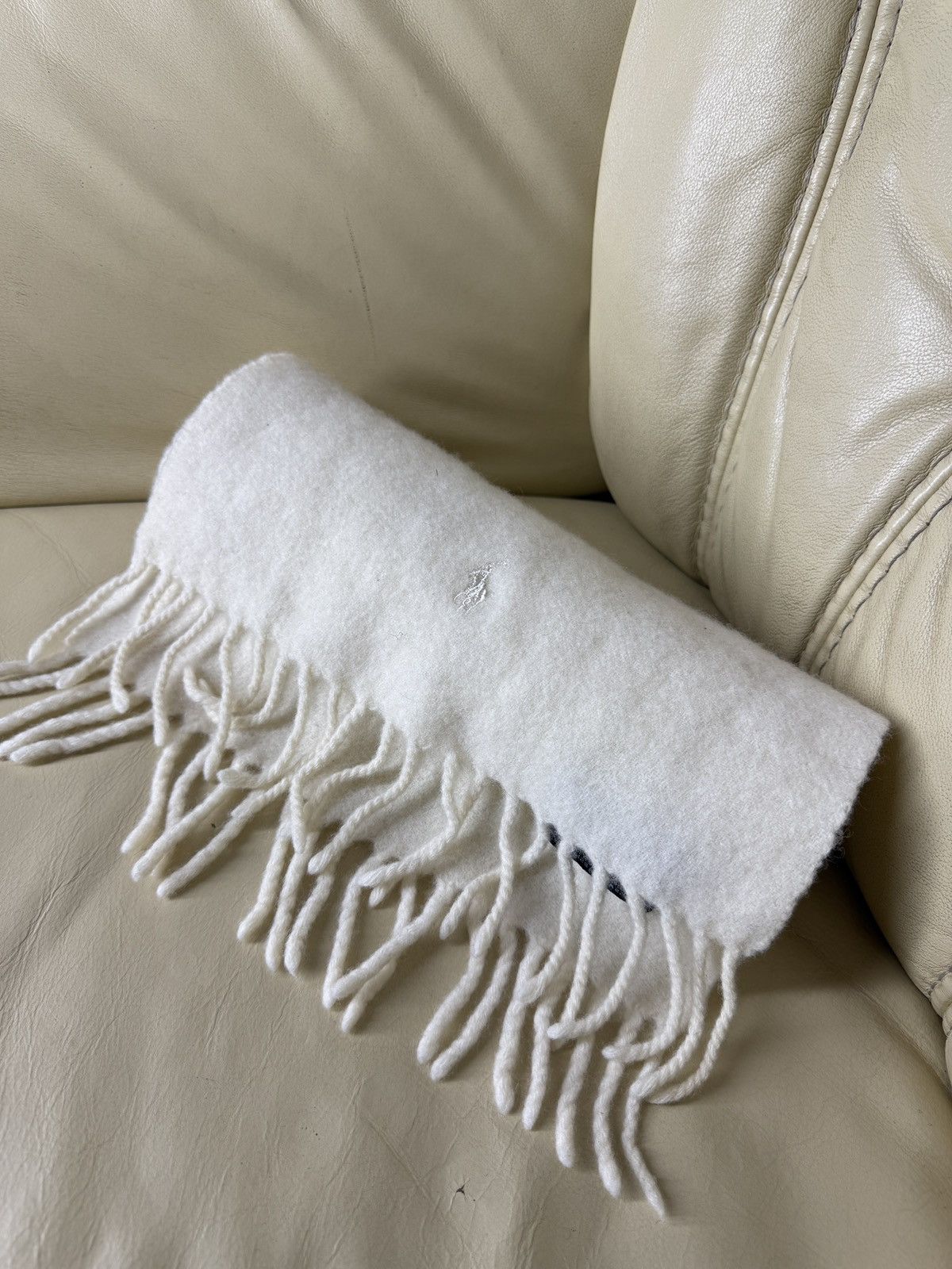 Polo Ralph Lauren Vintage Polo Ralph Lauren Wool Scarf Muffer white beige Size ONE SIZE - 9 Thumbnail