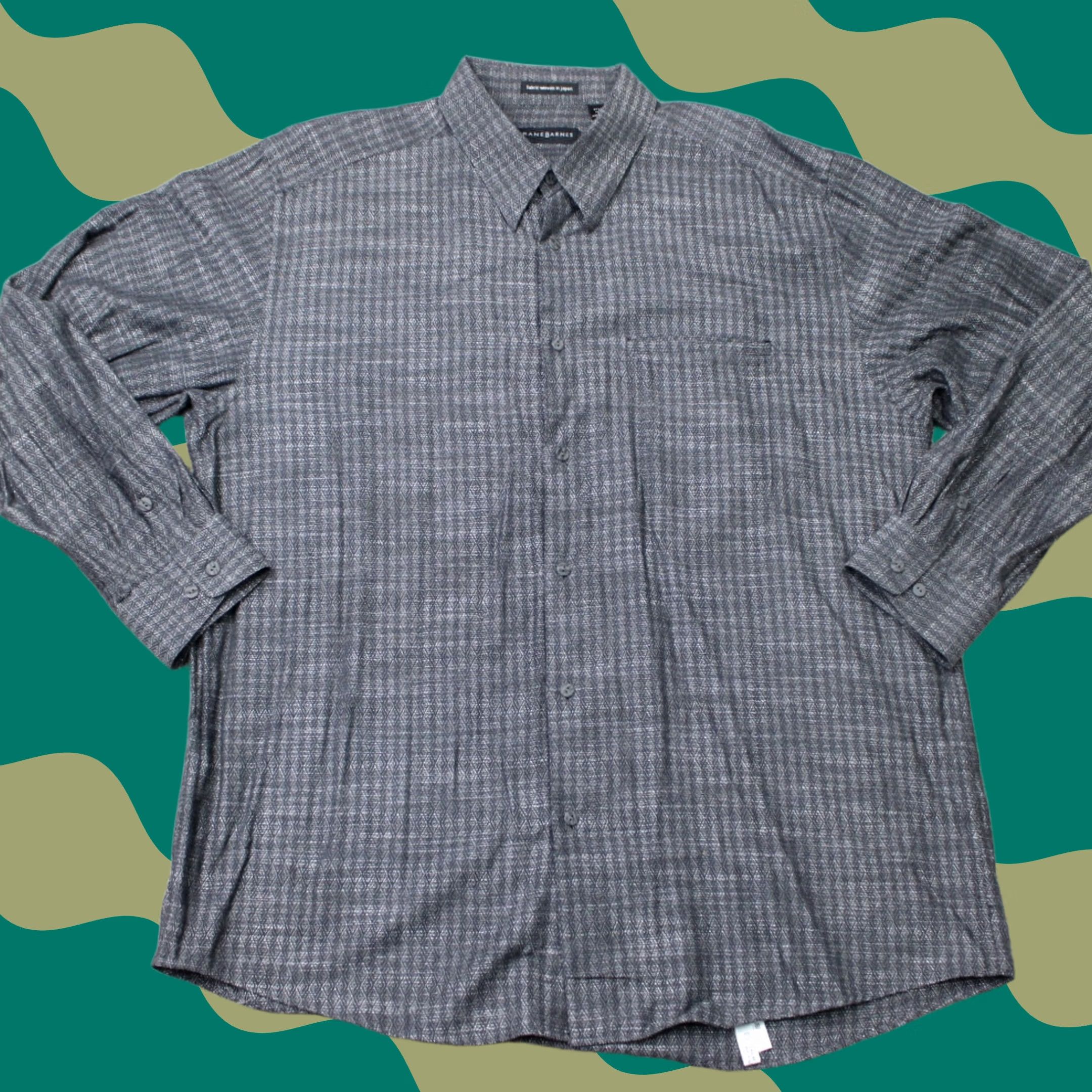 Vintage Jhane Barnes Shirt Mens XL Gray Geometric Cotton/Rayon Long Sleeve Button-Down Collar Size US XL / EU 56 / 4 - 1 Thumbnail