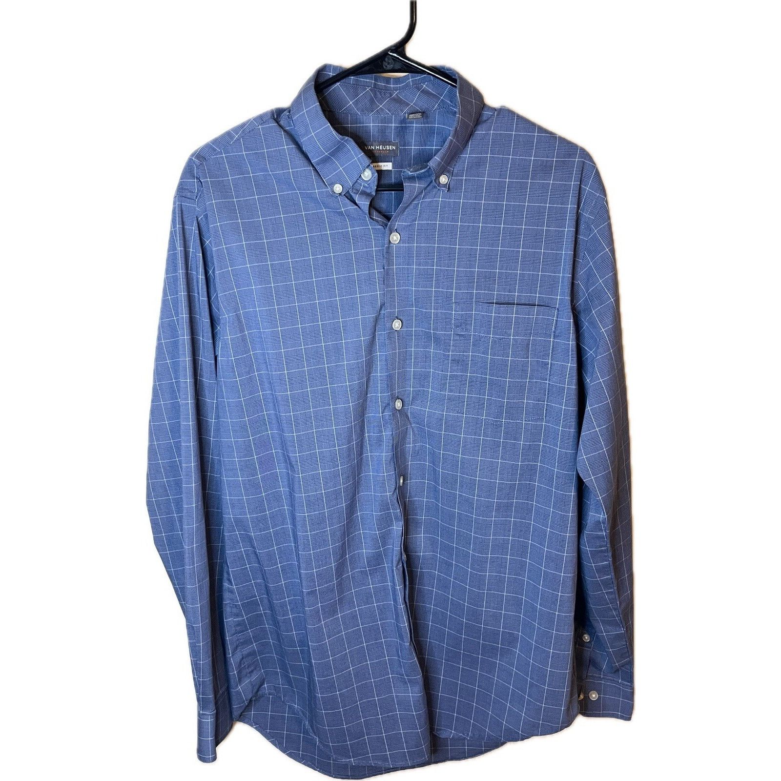 Van Heusen Van Heusen Fitted Men’s M Blue Plaid Button Down Dress Shirt Size US M / EU 48-50 / 2 - 1 Thumbnail