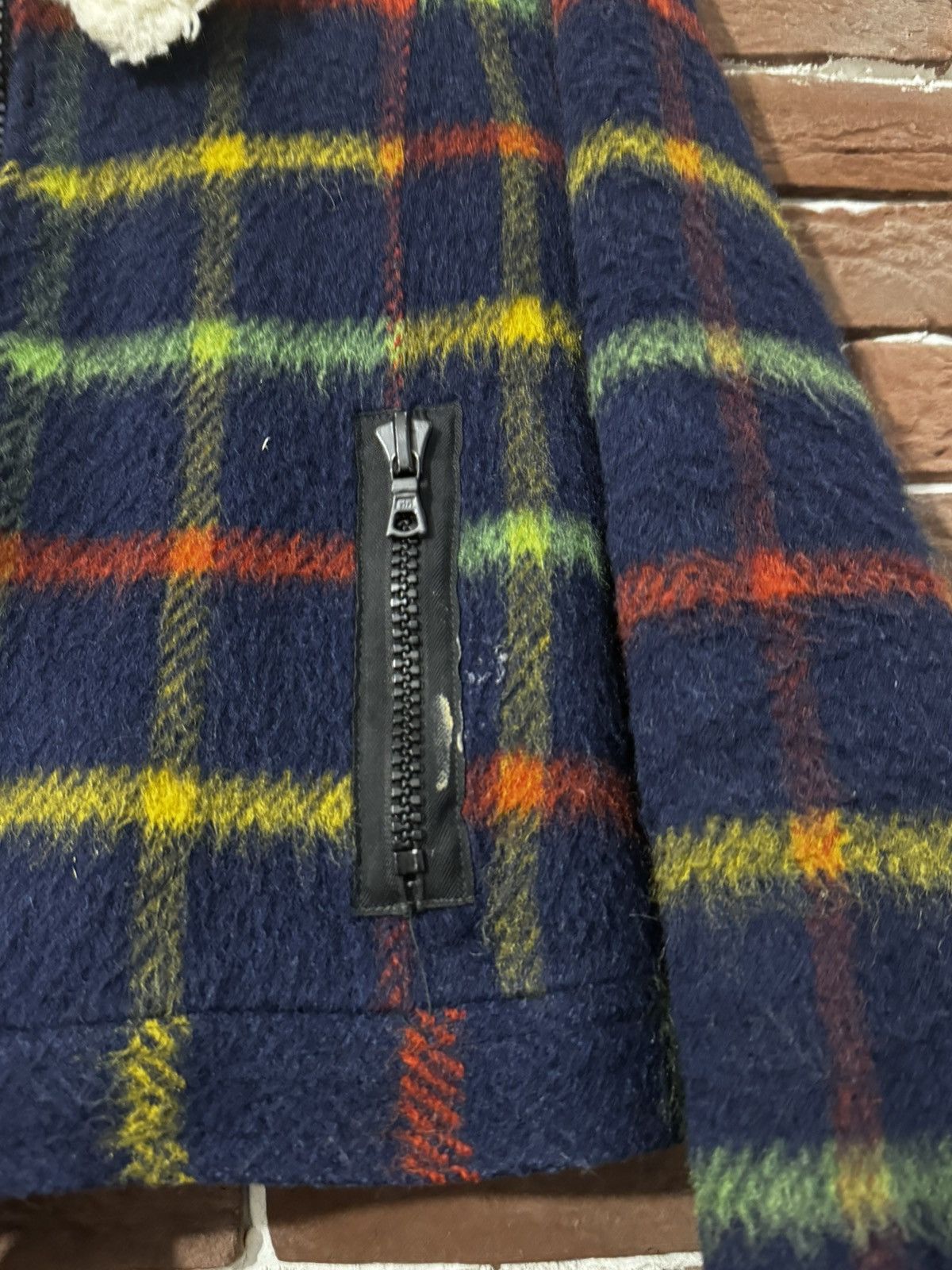 Japanese Brand VINTAGE Wool Fuzzy JACKET TARTAN RIRI ZIP Avant Garde Hype Size US S / EU 44-46 / 1 - 4 Thumbnail