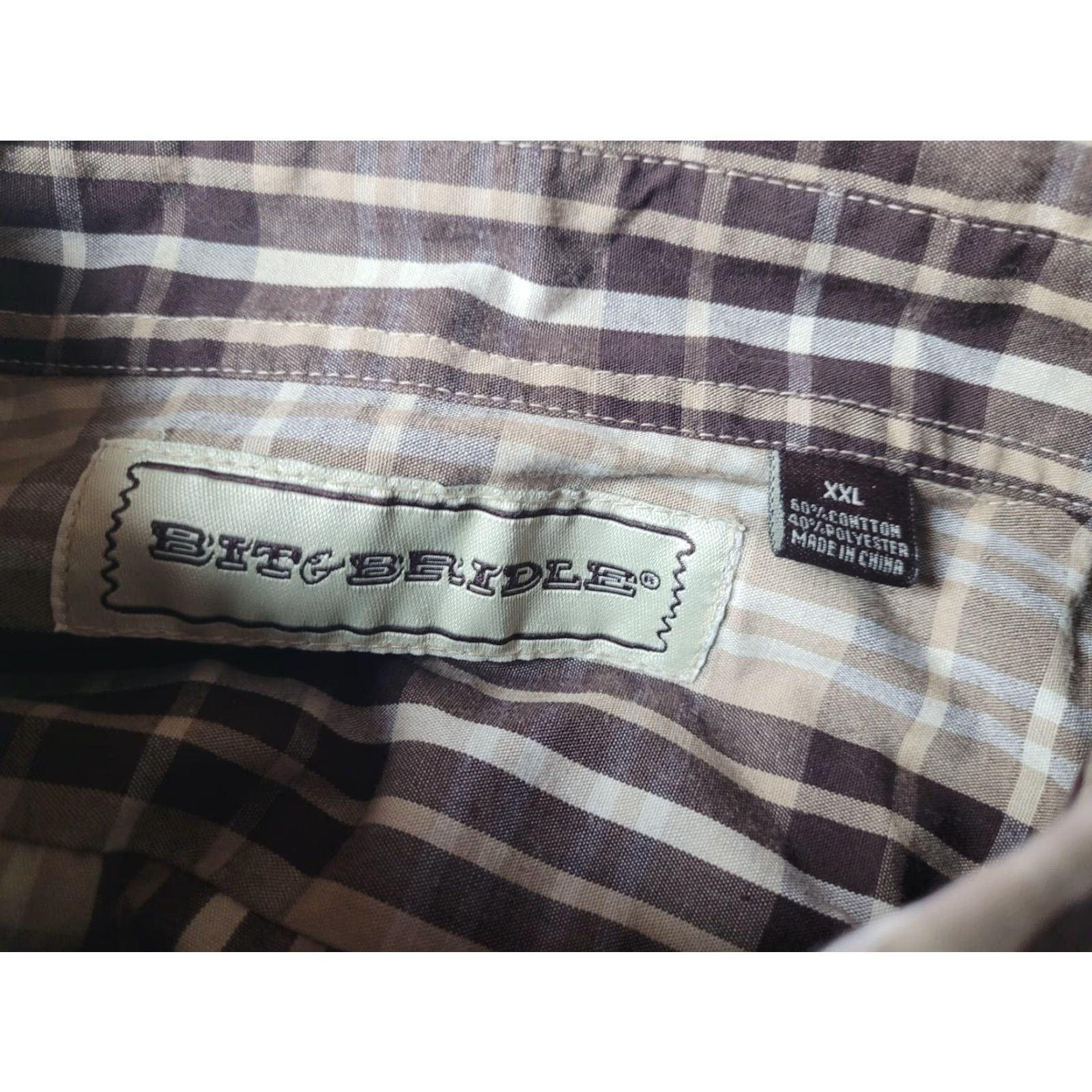 Vintage Brit & Bridle Western Shirt 2XL Long Sleeve Plaid Snap Button Up Brown Cotton Blend Men XXL Size US XXL / EU 58 / 5 - 4 Thumbnail