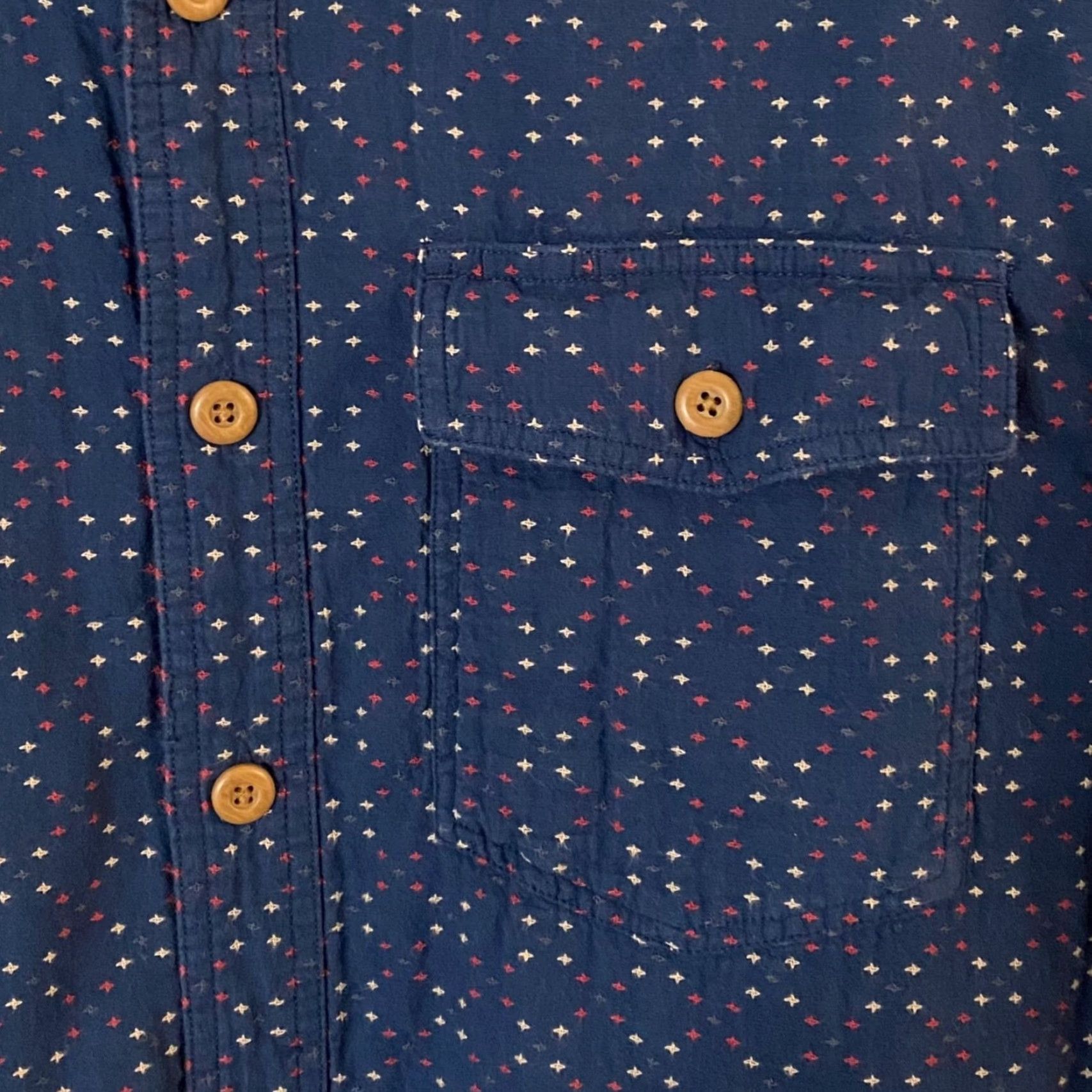 Vintage DULUTH Relaxed Fit Indigo Button-Up Shirt Men's Large Short Sleeve Geometric Blue Outdoor Classic Size US L / EU 52-54 / 3 - 7 Thumbnail