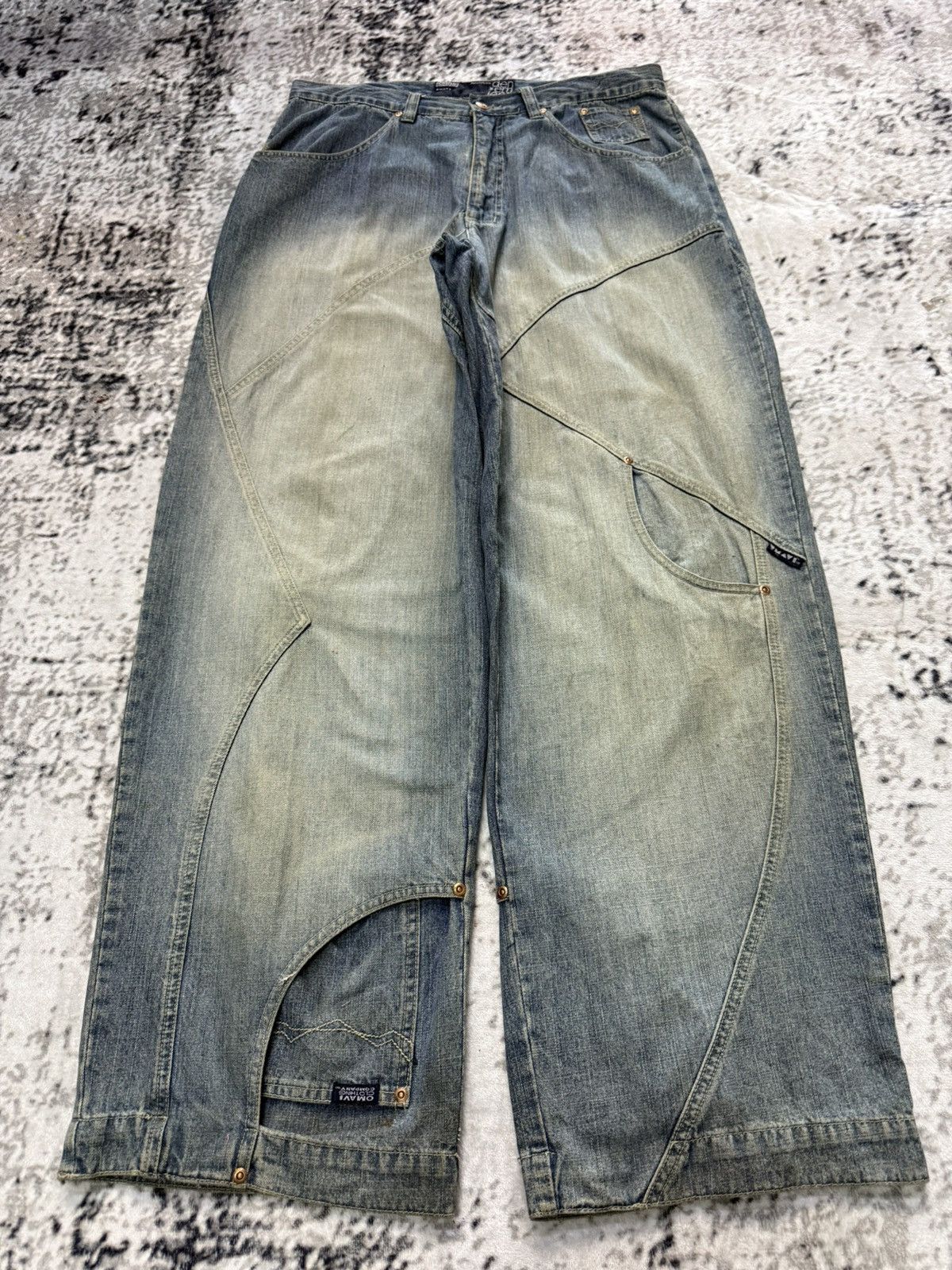 JNCO Y2K Vintage Den Em Jenz Crazy Paneled Baggy Jeans Size US 36 / EU 52 - 1 Thumbnail
