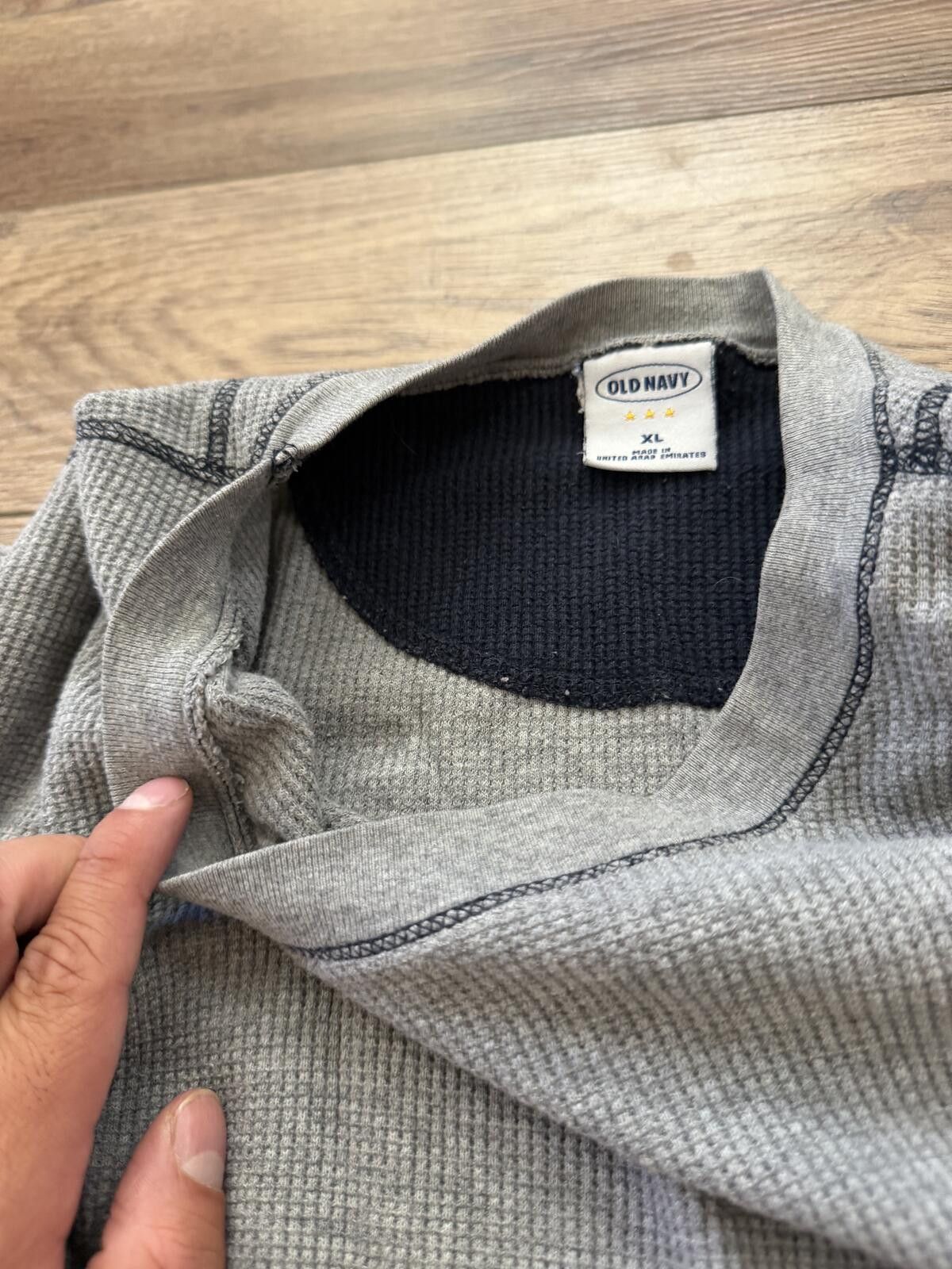 Old Navy Vintage Y2K Old Navy Grey Thermal Waffle Knit Long Sleeve XL Size US XL / EU 56 / 4 - 2 Thumbnail