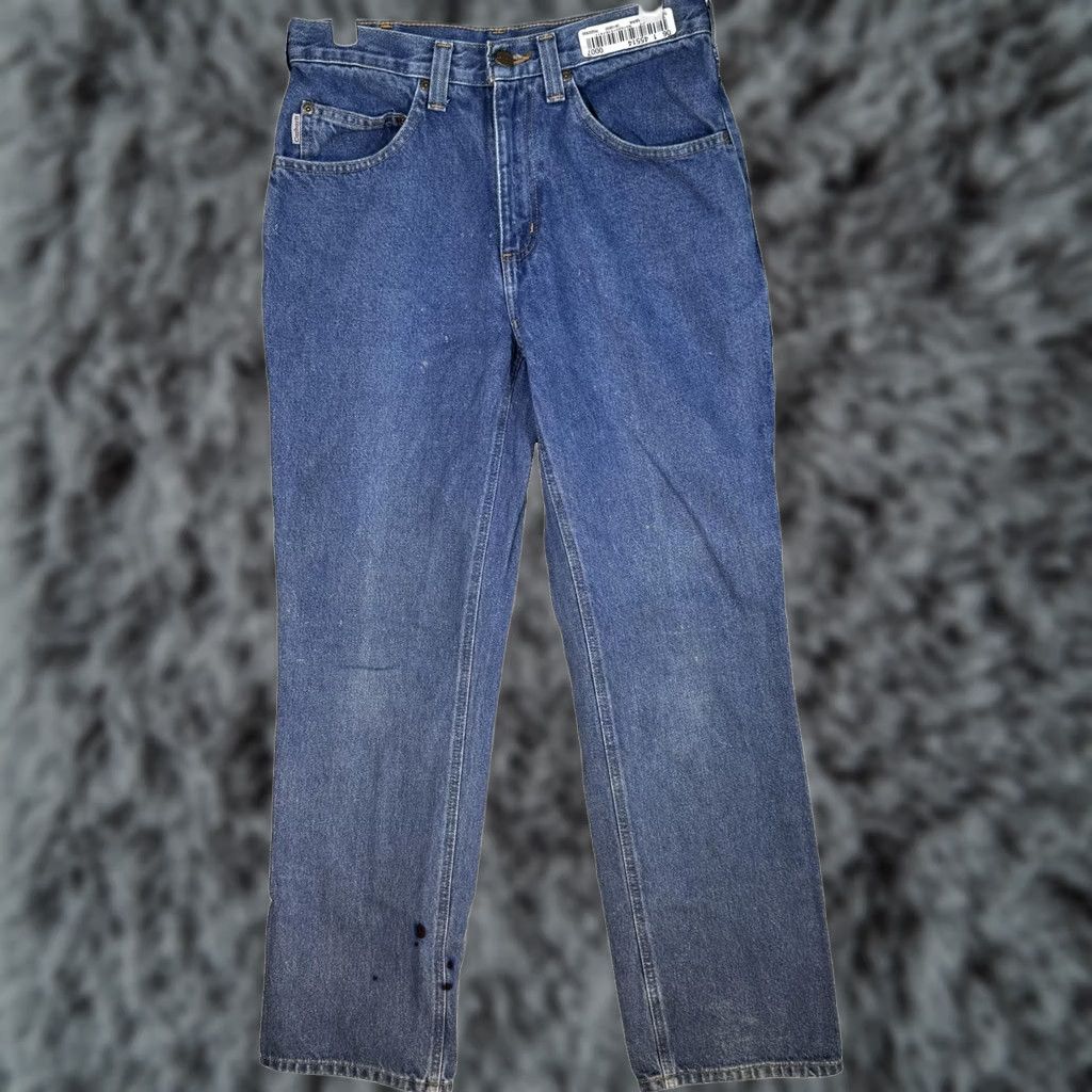 Carhartt VINTAGE Carhartt Jeans Mens 29x30 Blue Relaxed Fit Straight Leg Workwear Denim Zip Fly Size US 29 - 1 Thumbnail