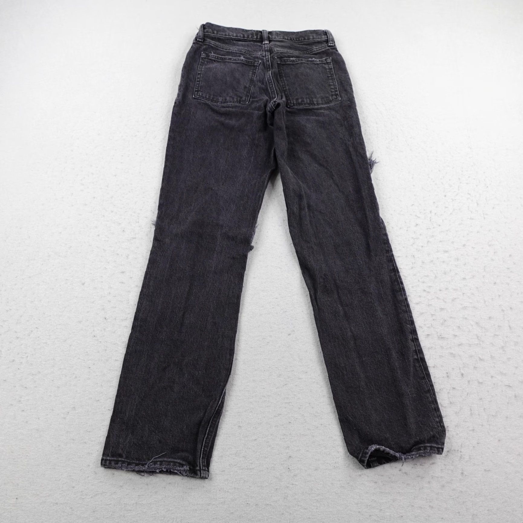 Abercrombie & Fitch Abercrombie & Fitch Jeans Womens 2 26 Black Denim 90s Straight Low Rise Distressed Jeans Size 26" / US 2 / IT 38 - 4 Thumbnail