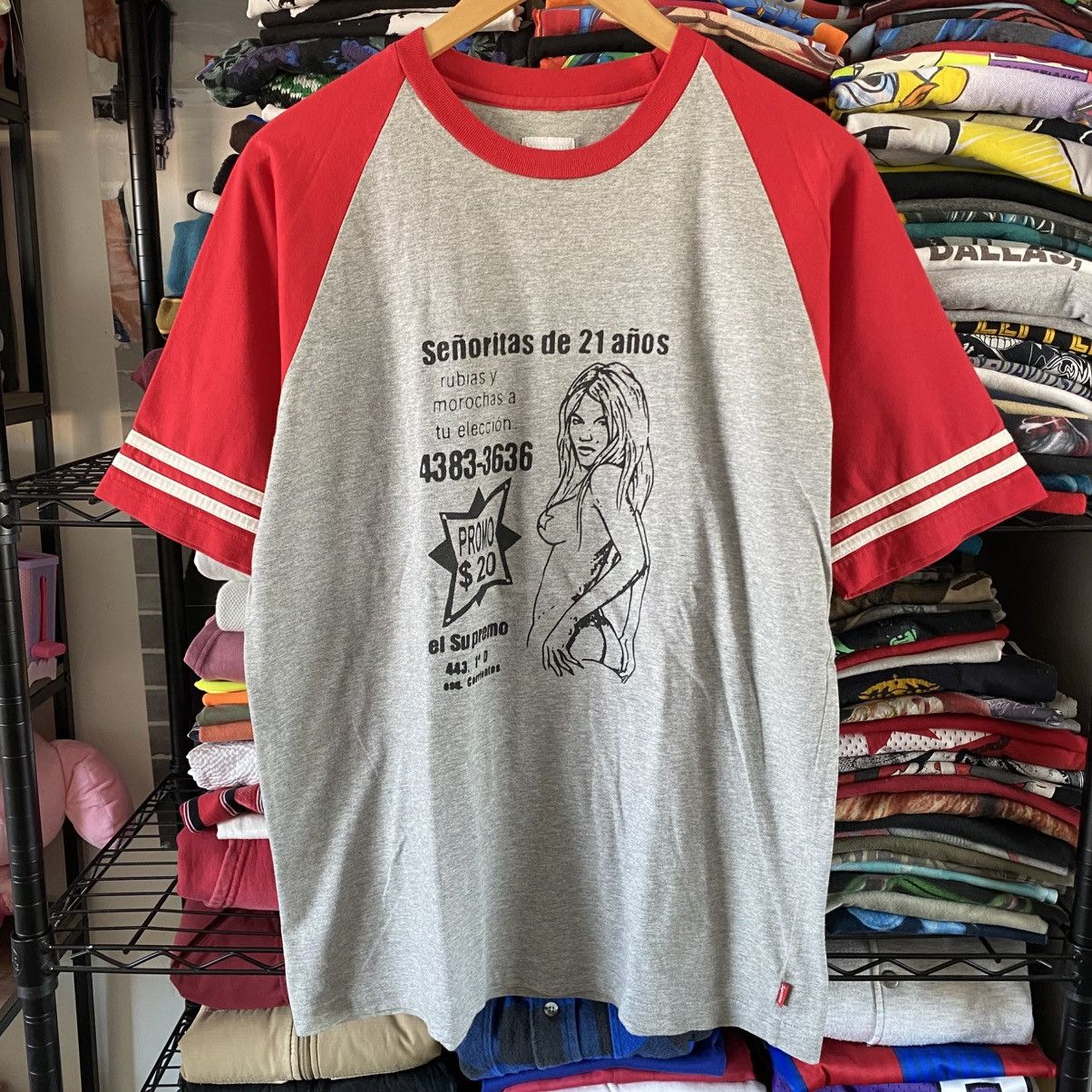 Supreme Vintage Supreme Senoritas T-Shirt Football Top Red 2009 Size US M / EU 48-50 / 2 - 1 Thumbnail
