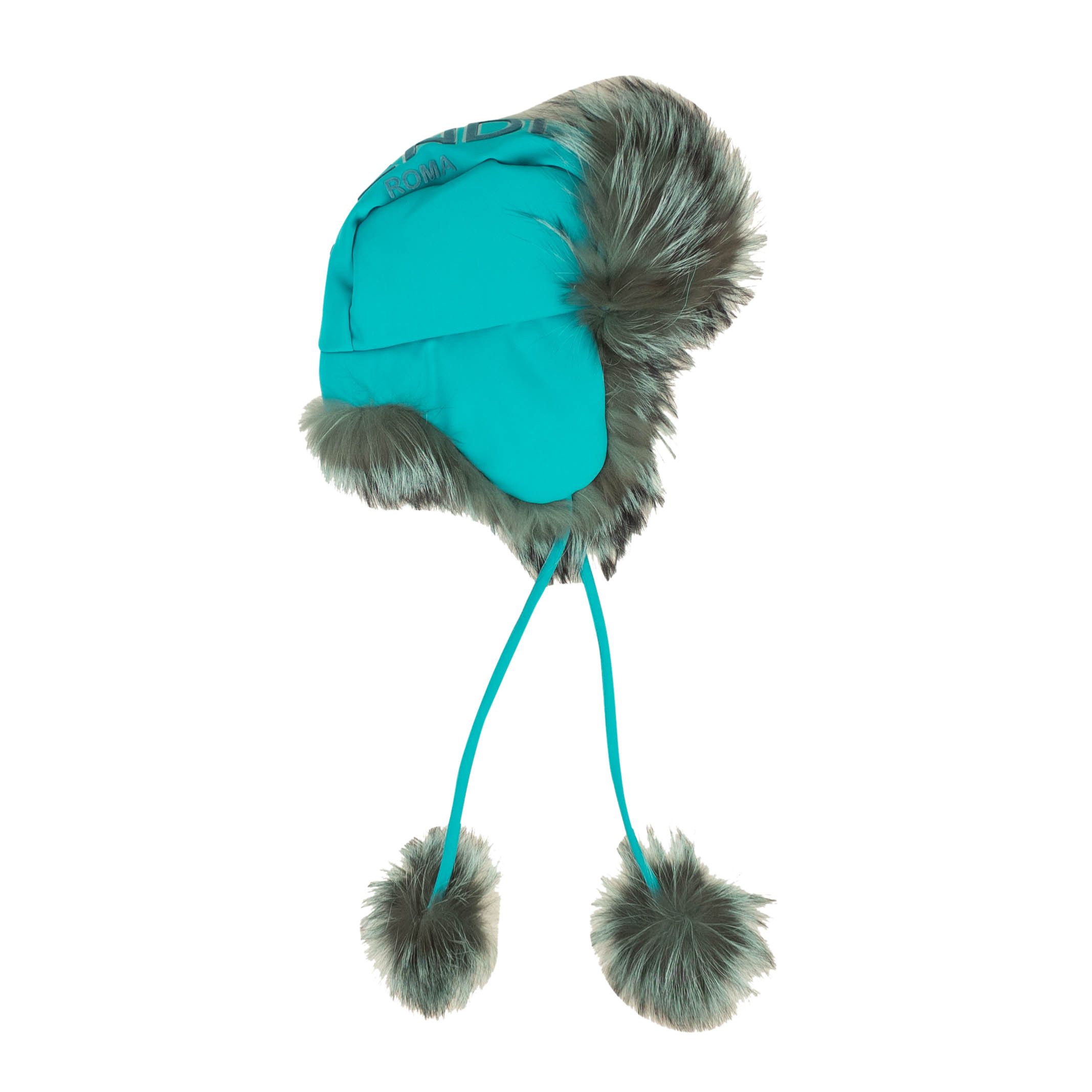 image of Fendi Blue Aviator Winter Fox Fur Hat Size M, Women's