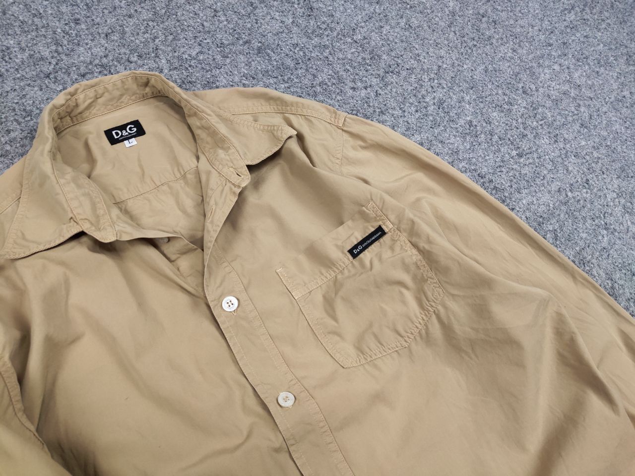 Dolce & Gabbana Vintage Dolce & Gabbana Logo Beige Cotton Button Shirt Size US L / EU 52-54 / 3 - 11 Thumbnail
