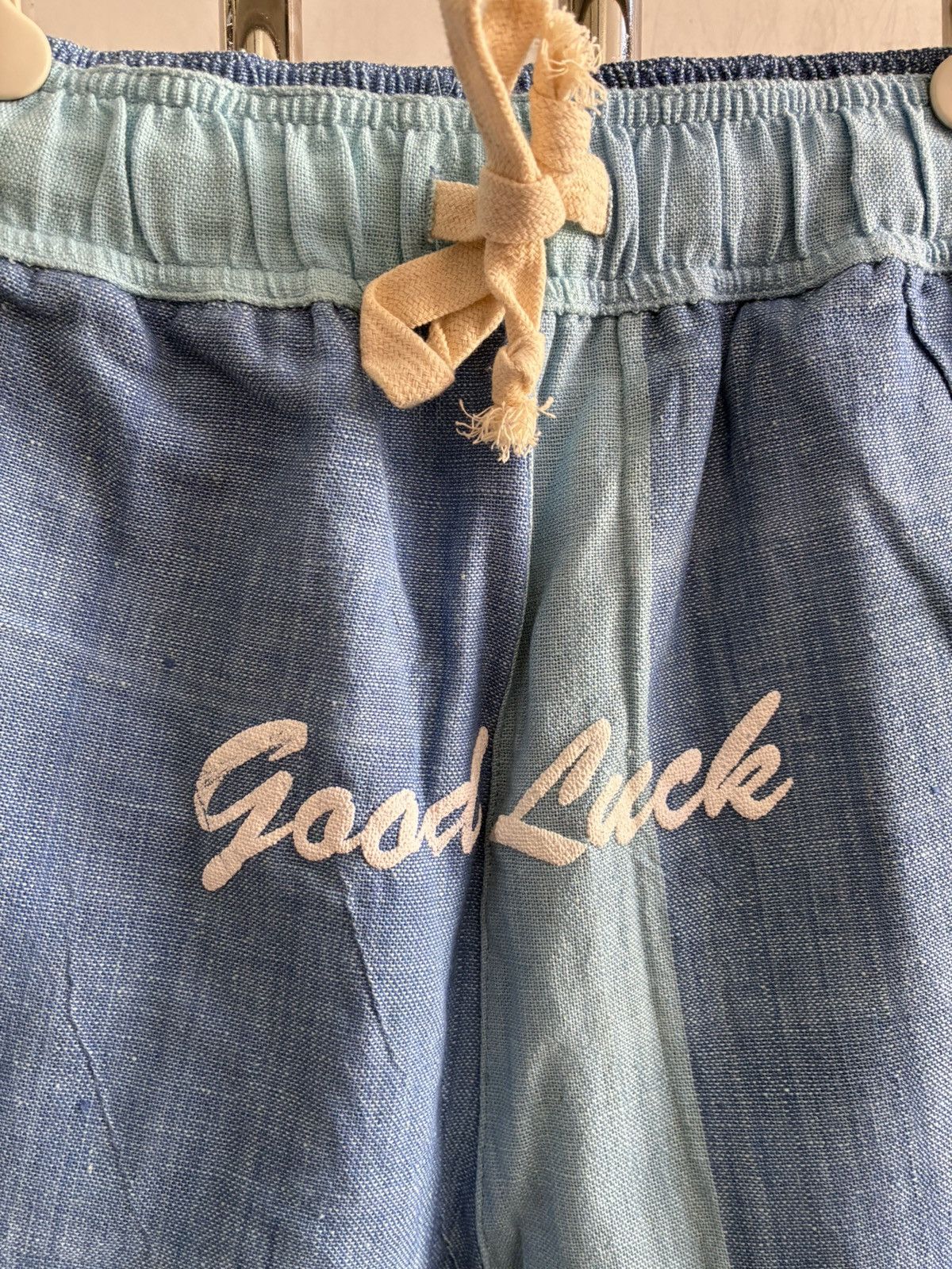 Mr. Saturday Blue Canvas 'Good Luck' Shorts Size US 30 / EU 46 - 2 Thumbnail