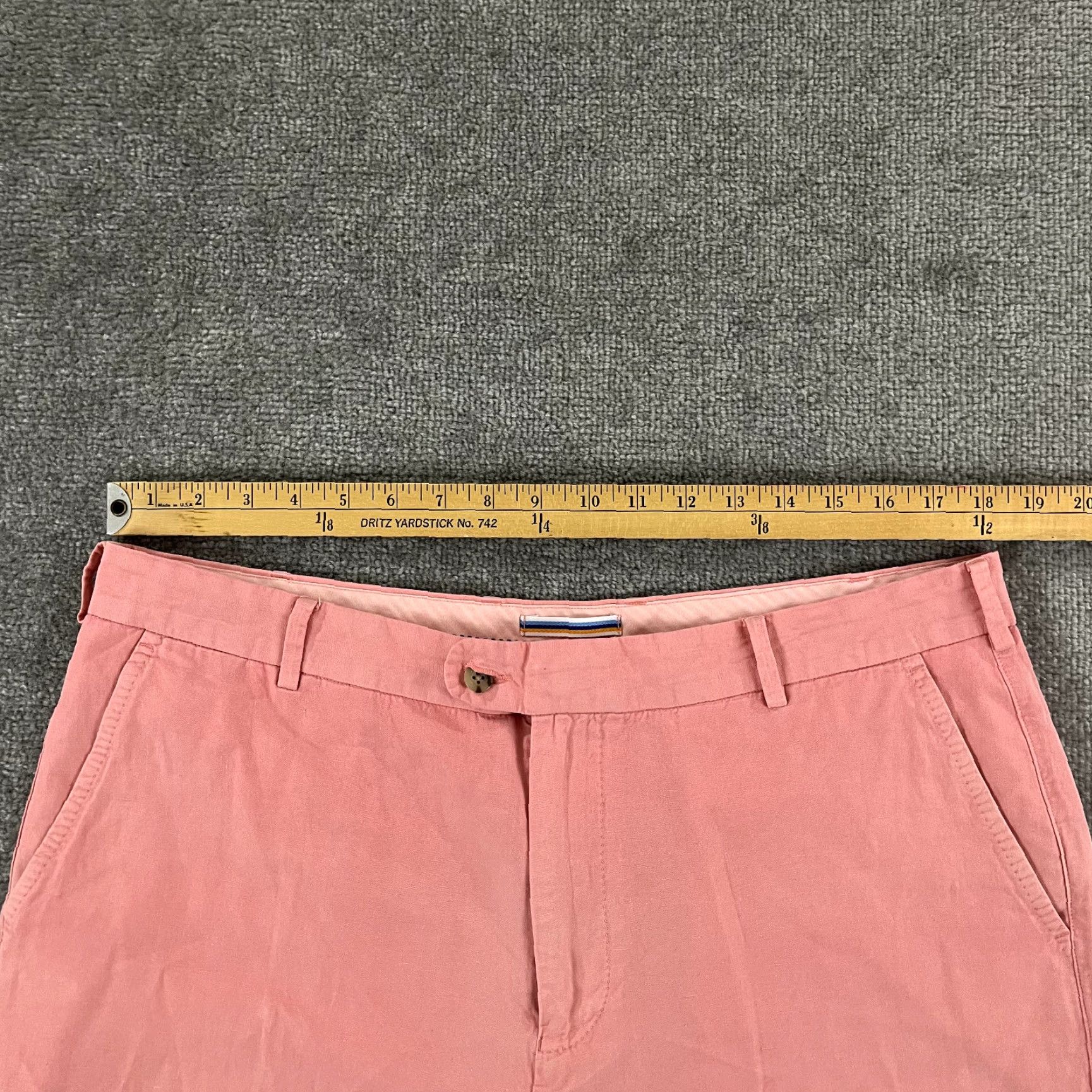 Peter Millar PETER MILLAR Shorts Men Size 38 Pink Linen Silk Cotton Seaside Golf Chino 8.5" Inseam 9" Flat Front Button Zipper 5-Pocket Regular Size US 38 / EU 54 - 3 Thumbnail