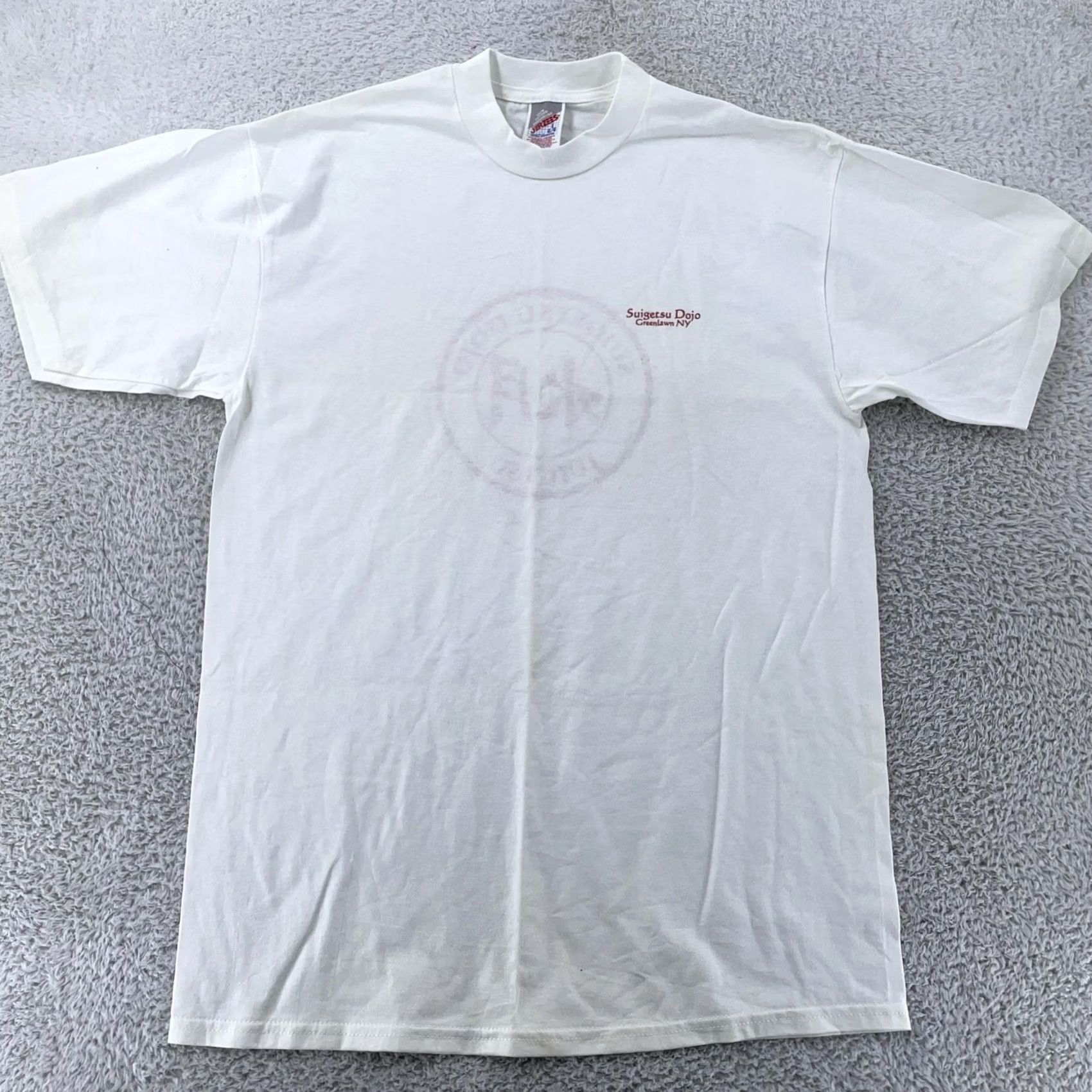 Jerzees VINTAGE Suigetsu Dojo Shirt Mens L White JERZEES Cotton Crew Neck Short Sleeve Graphic Print Sports Promo 90s Mens Size US L / EU 52-54 / 3 - 4 Thumbnail