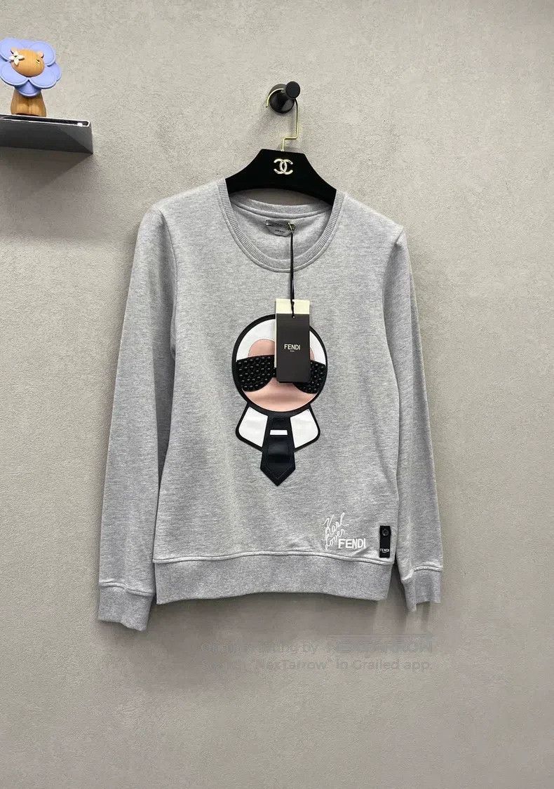 Fendi Fendi Gray Cartoon Printed Hoodie, 100% Pure Cotton Fabric Size XS / US 0-2 / IT 36-38 - 3 Thumbnail