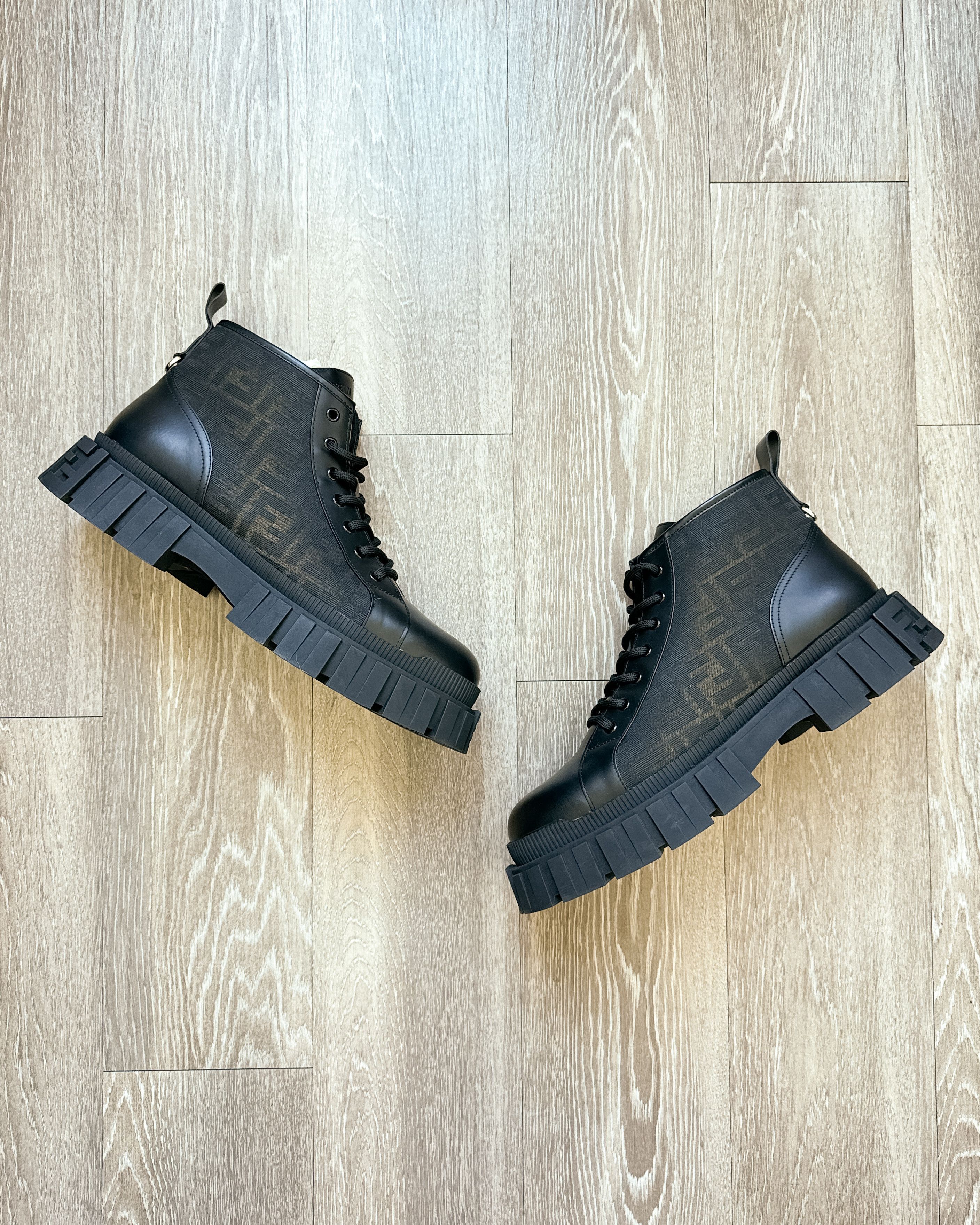 Fendi Fendi Force Biker Boots Men's 11 FF Canvas Monogram Black Size US 11 / EU 44 - 1 Thumbnail