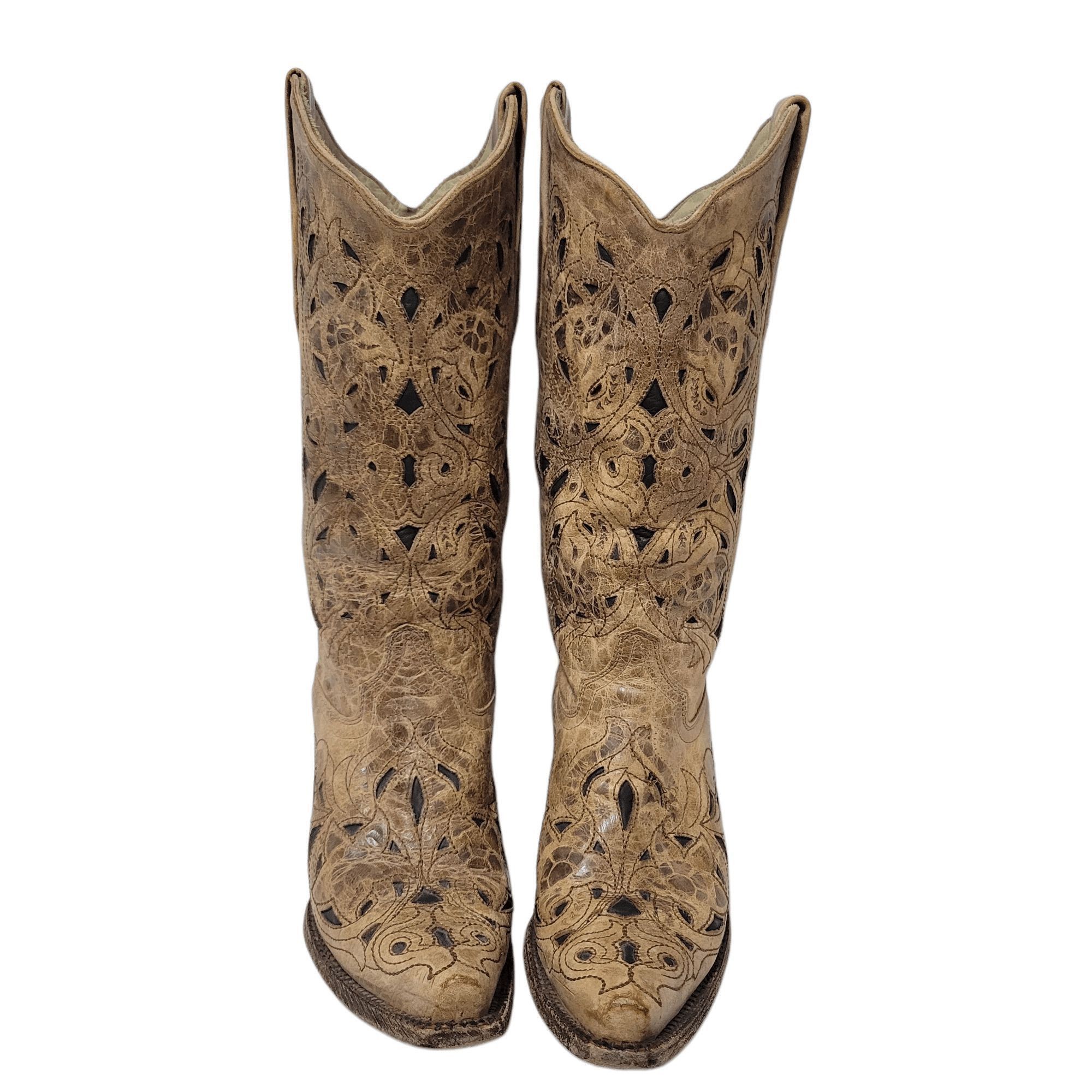 Other Corral Vintage Boots Leather Saddle Brushed Women 8M A1970 Size US 8 / IT 38 - 3 Thumbnail