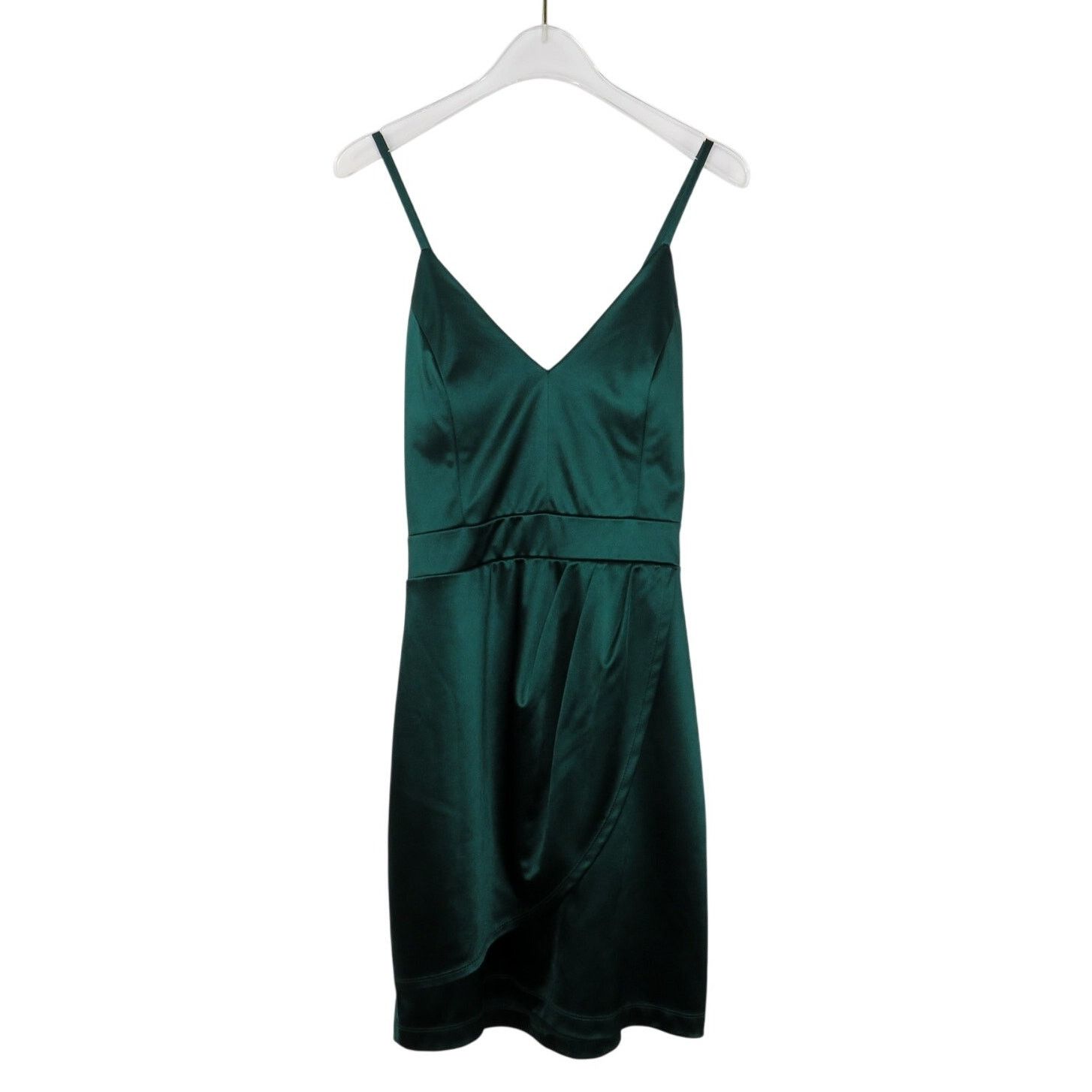 Macys Macy's Emerald Green Satin V-Neck Strap Back Mini Dress 11 Size M / US 6-8 / IT 42-44 - 5 Thumbnail