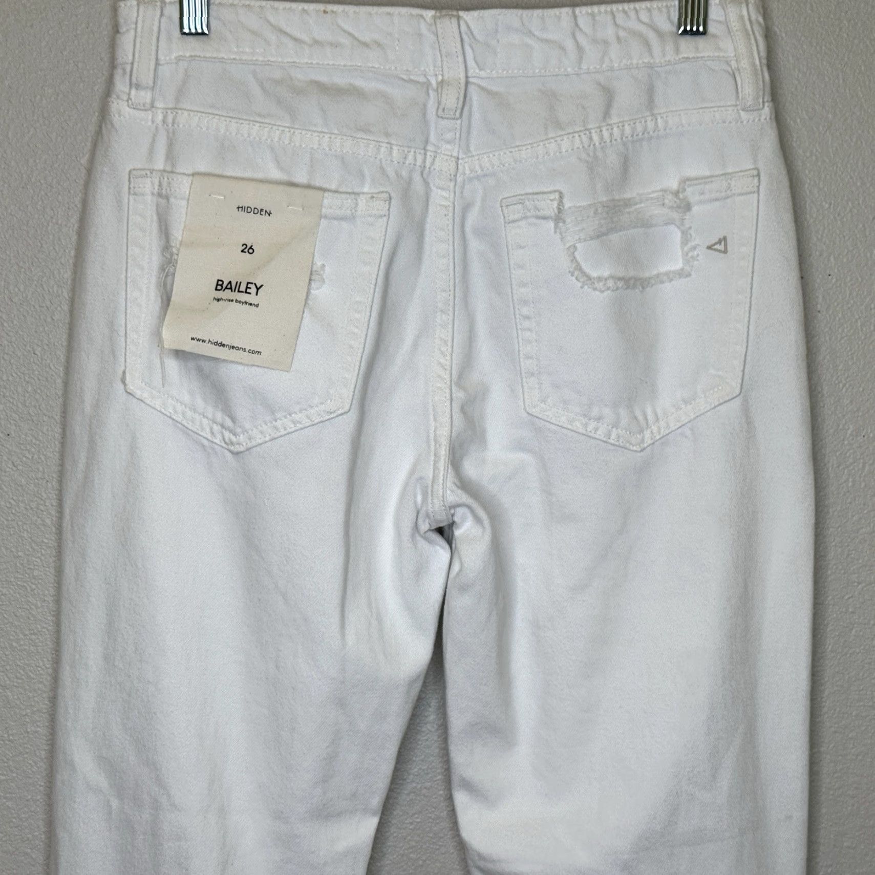 Vintage Hidden Bailey High Rise Boyfriend Jeans Womens 26 White Distressed Cotton New Size 26" / US 2 / IT 38 - 6 Thumbnail