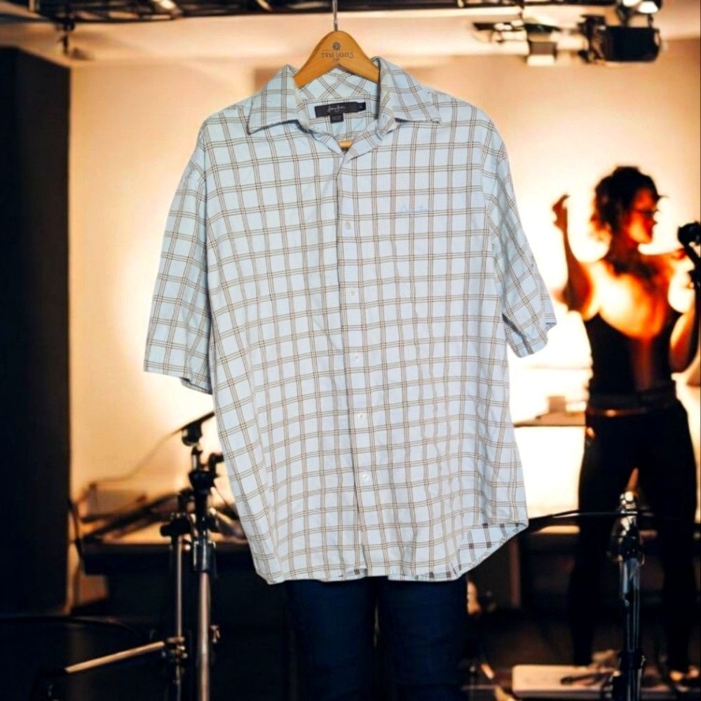 Sean John Men's Blue Windowpane Checkered Shirt By Sean John Sx XL Size US XL / EU 56 / 4 - 1 Thumbnail