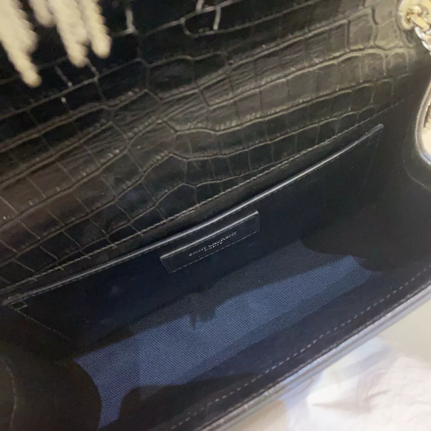Yves Saint Laurent YSL Black Silver Croc-embossed Chain Bag Size ONE SIZE - 6 Thumbnail