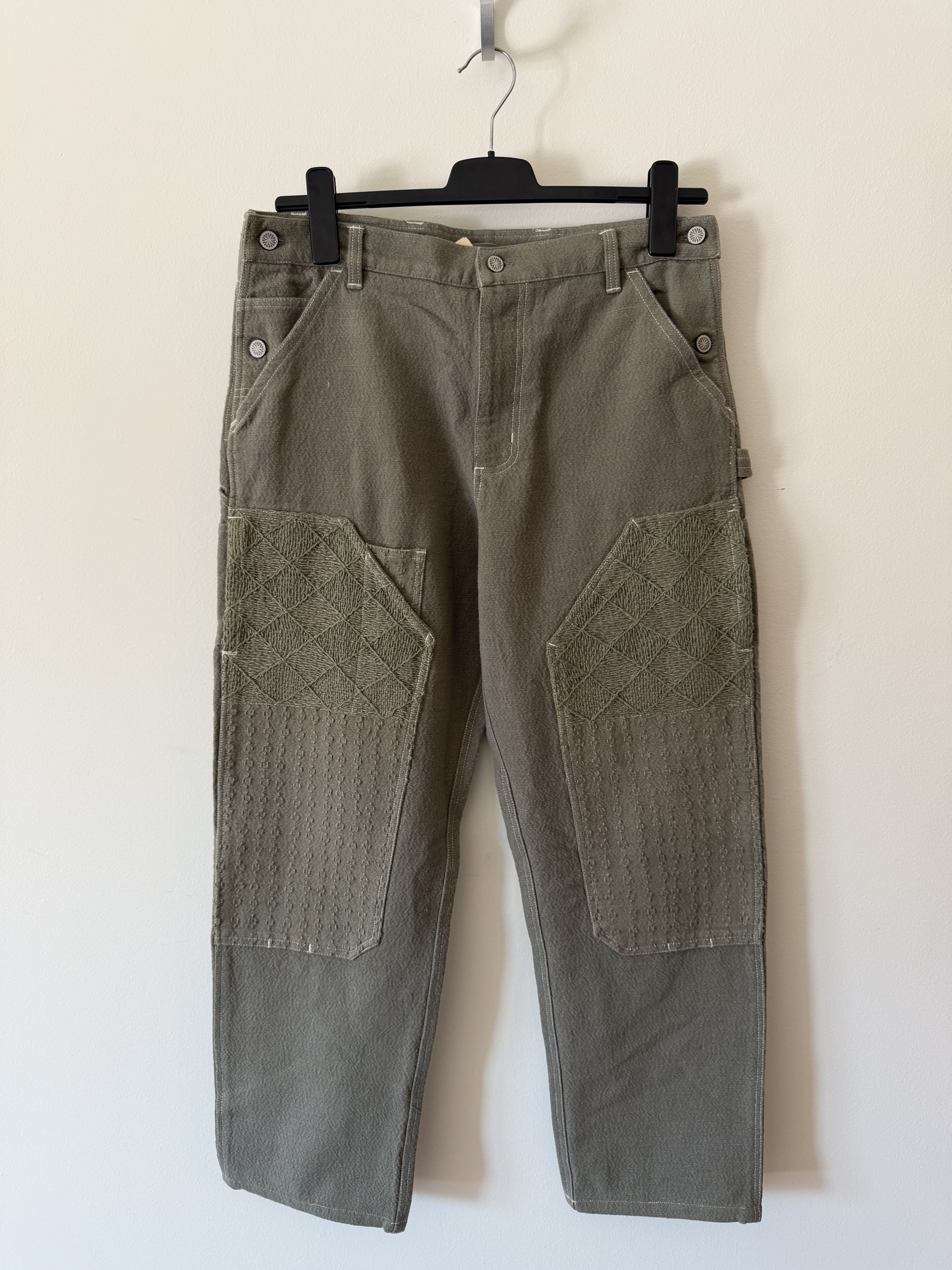 18 East 18 East Eli Hand Embroidered Double Knee Pants in Aged Sage Size US 32 / EU 48 - 1 Thumbnail
