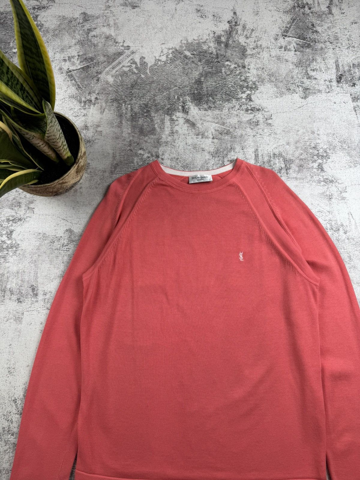 Yves Saint Laurent Yves Saint Laurent Men’s Cotton YSL Knit Pink XL Sweatshirt Sweater Pullover Size US XL / EU 56 / 4 - 4 Thumbnail
