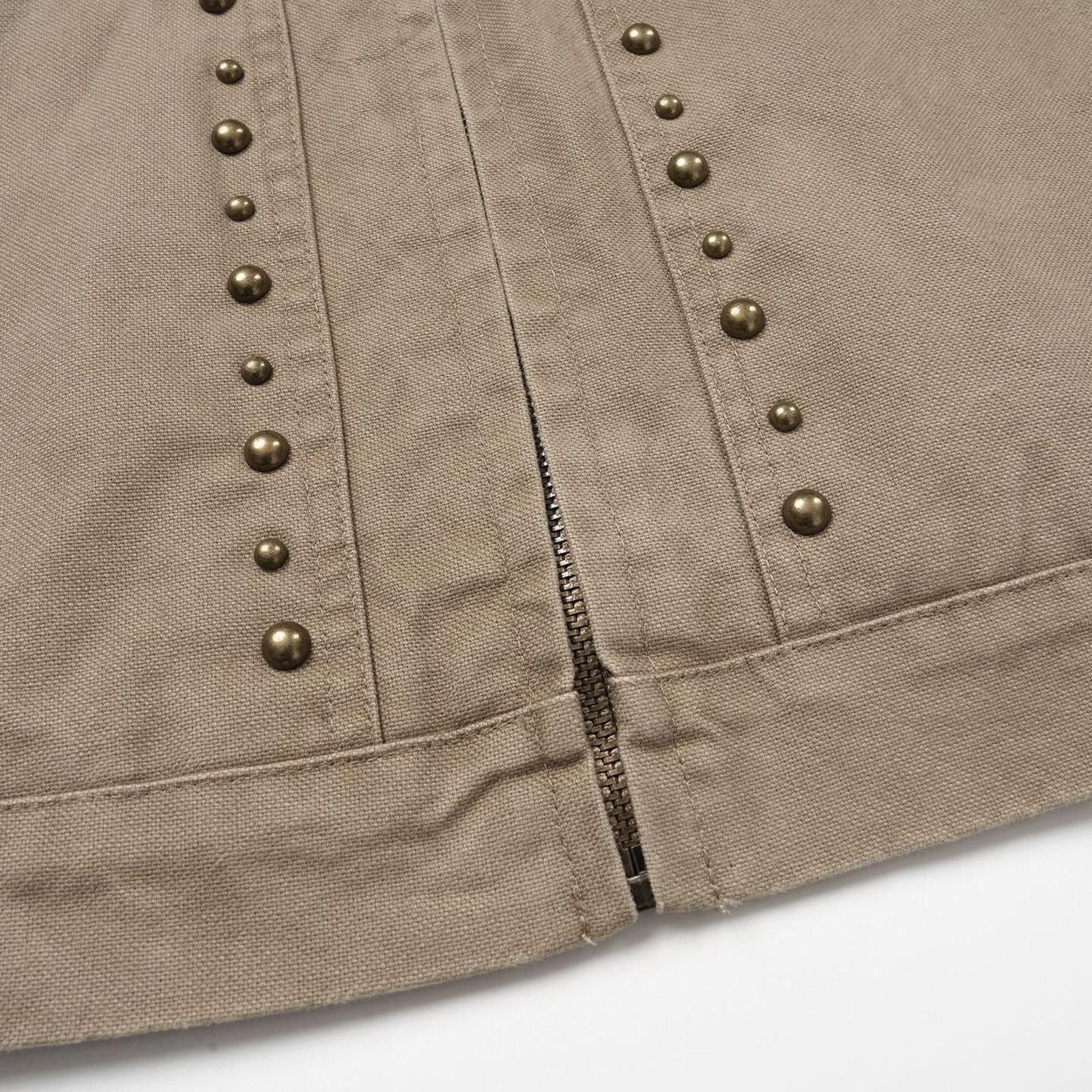 Japanese Brand Tan Studded Zip-Up Jacket, Lightweight Outerwear Size US M / EU 48-50 / 2 - 3 Thumbnail