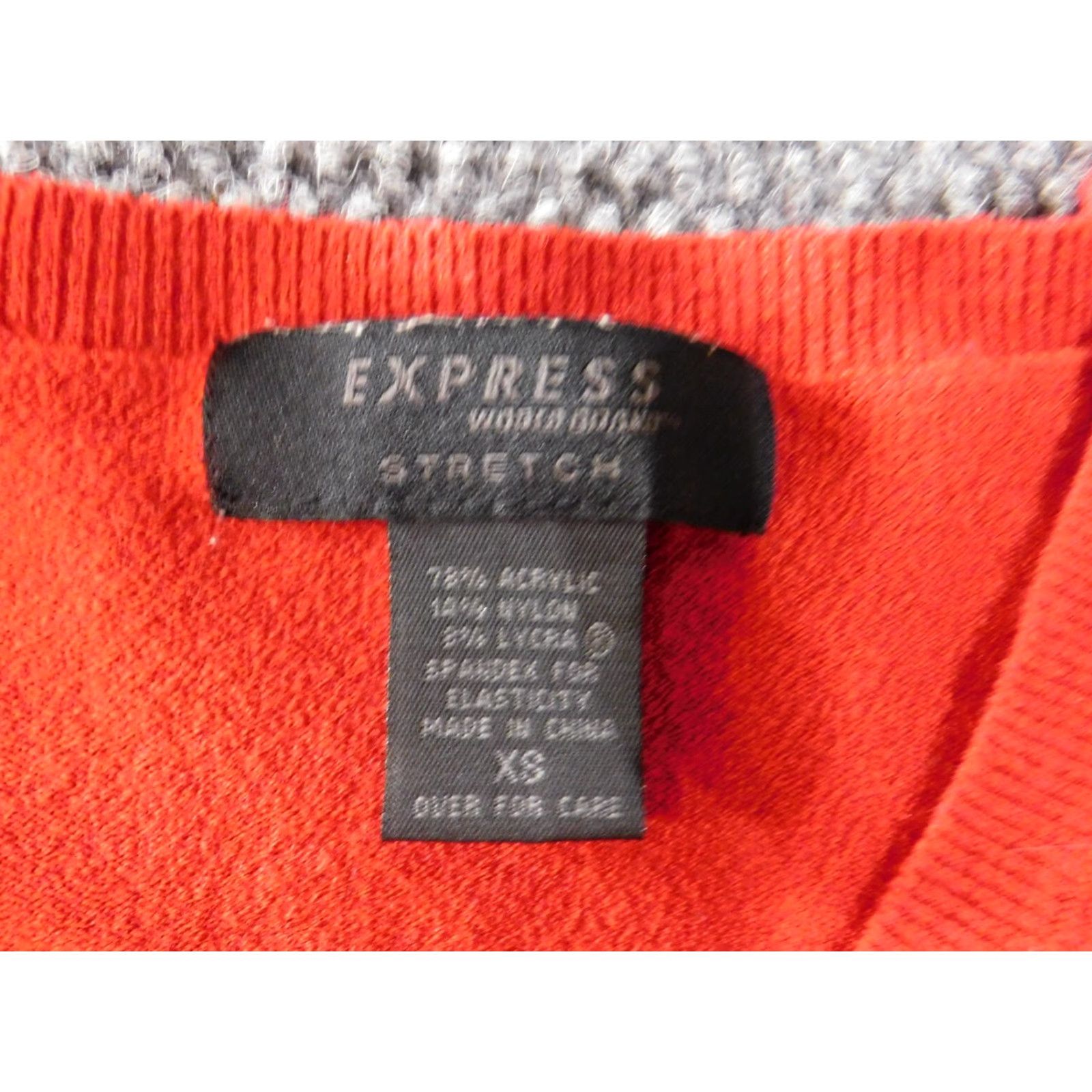 Express Express Sweater XS Womens Red Pullover V-Neck Regular Knit Stretch Nylon Acrylic Casual Size XS / US 0-2 / IT 36-38 - 4 Thumbnail