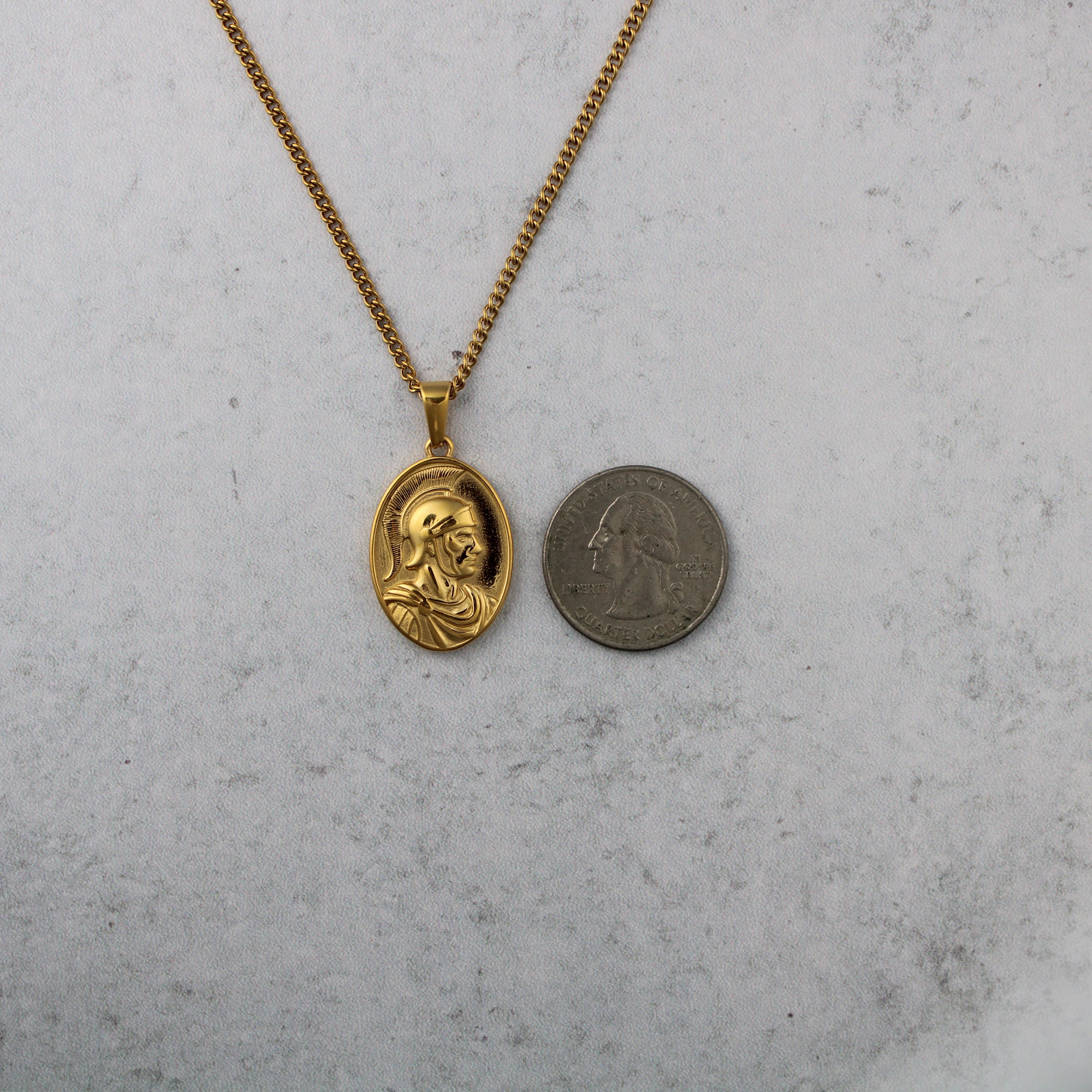 Jewelry Gold Centurion Pendant Chain Necklace Spartan Size ONE SIZE - 5 Thumbnail