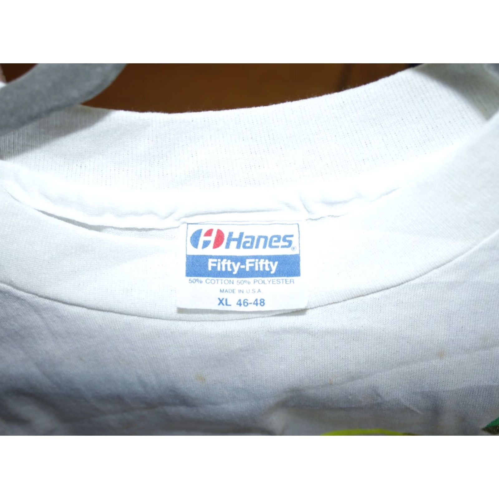 Hanes VTG Hanes Mens Drive For Five March 89 Logo White Single Stitch T Shirt XL Crew Neck Short Sleeve 50% Cotton 50% Polyester US Made Mens Size US XL / EU 56 / 4 - 6 Thumbnail