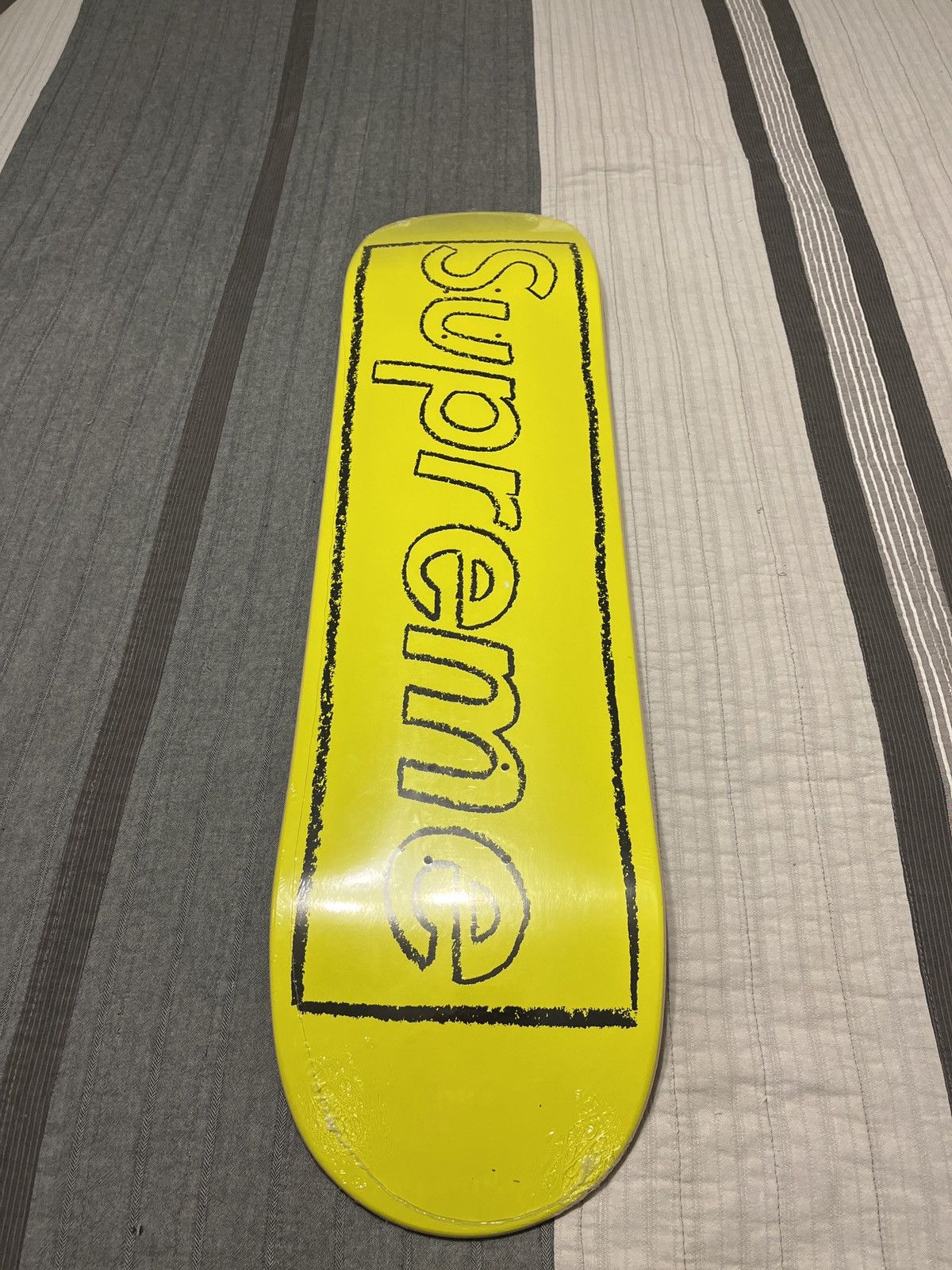 image of Kaws x Supreme Chalk Logo Deck in Yellow, Men's