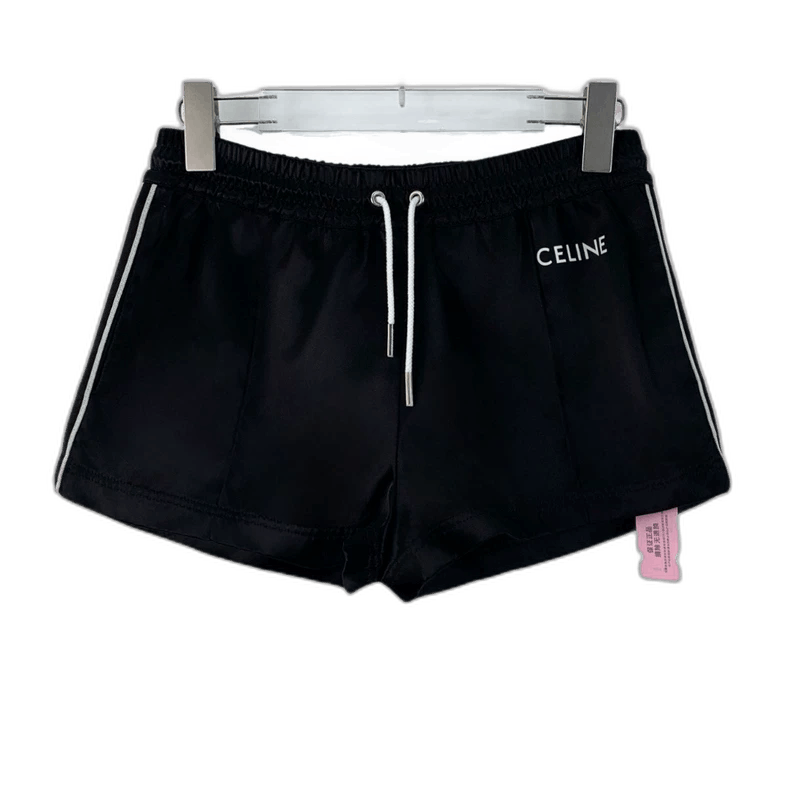 Celine Celine Black Logo Drawstring Casual Shorts Size US 34 / EU 50 - 1 Thumbnail